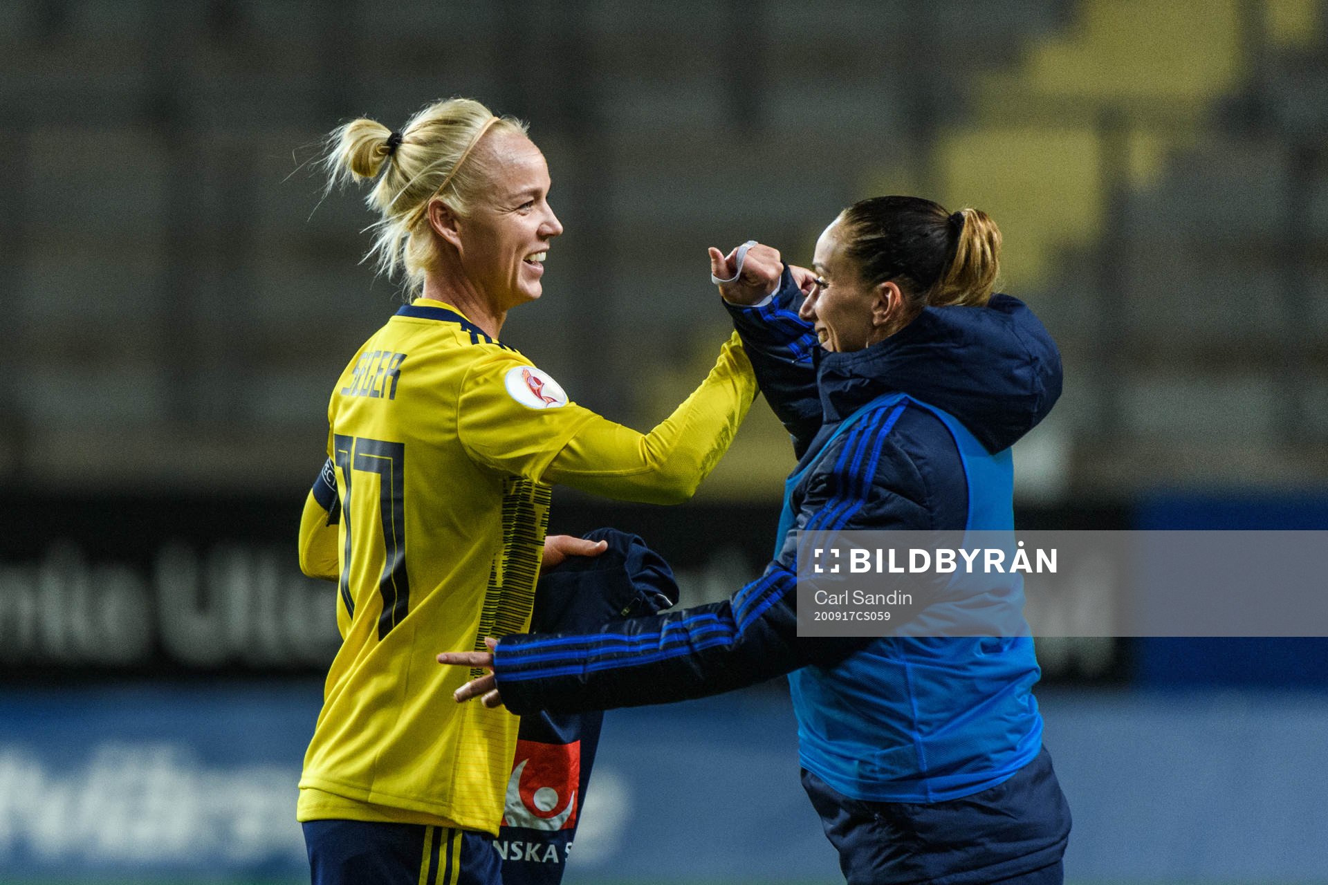 Caroline Seger and Kosovare Asllani of Sweden celebrate