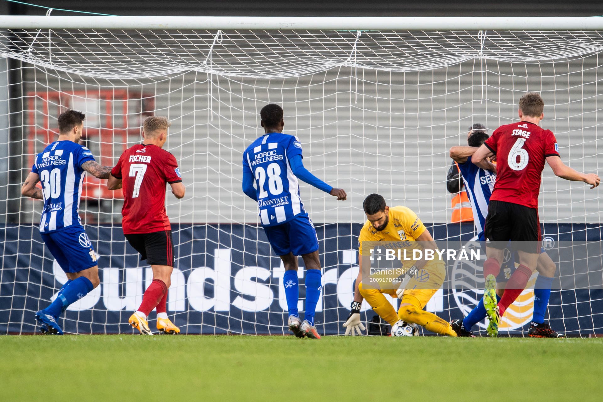 Goalkeeper Ioannis Anestis of IFK Göteborg makes a save