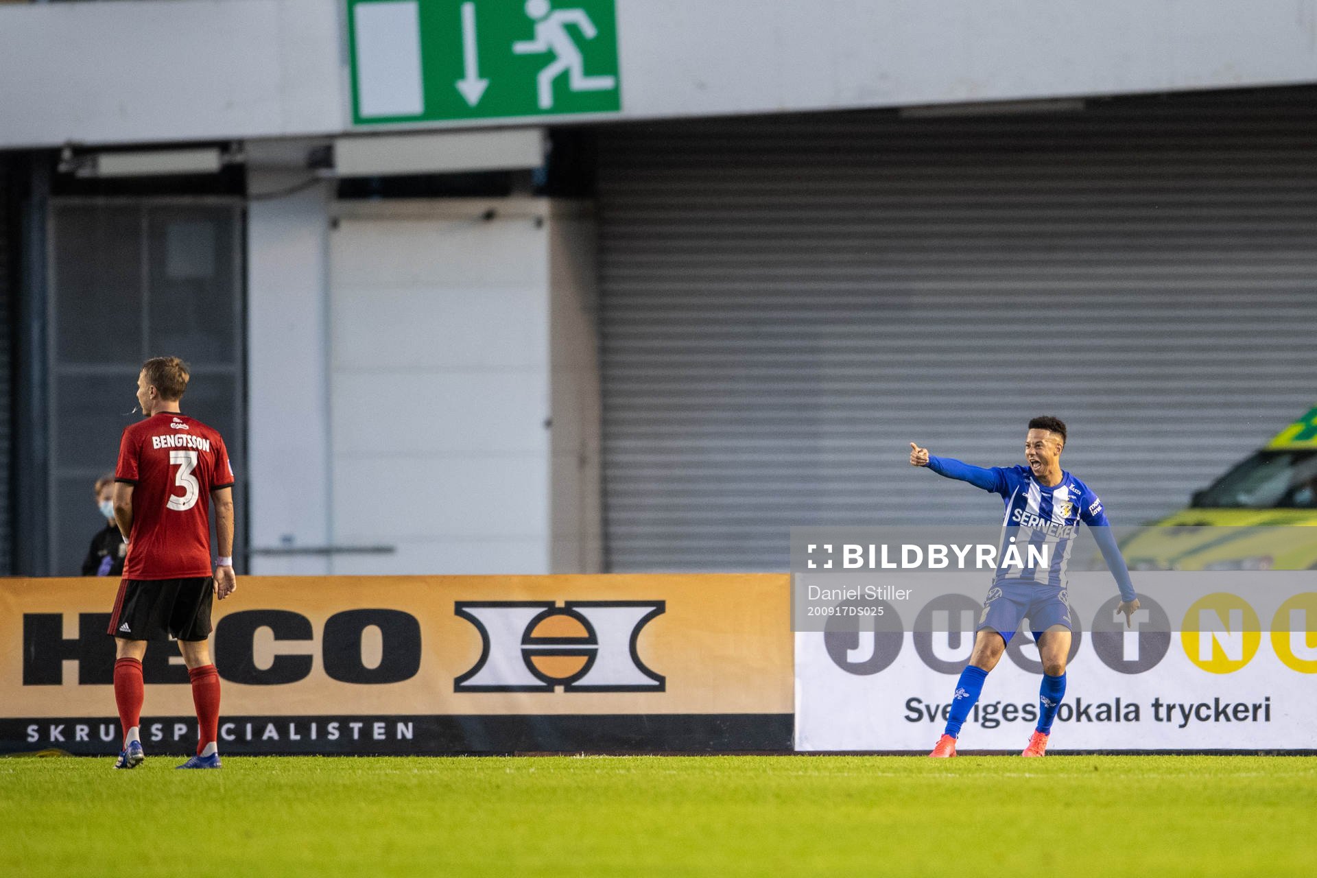 Tobias Sana of IFK Göteborg celebrates after scoring 1-0 during the UEFA Europa League qualifying game between IFK Göteborg and FC Köpenhamn on September 17, 2020 in Gothenburg.