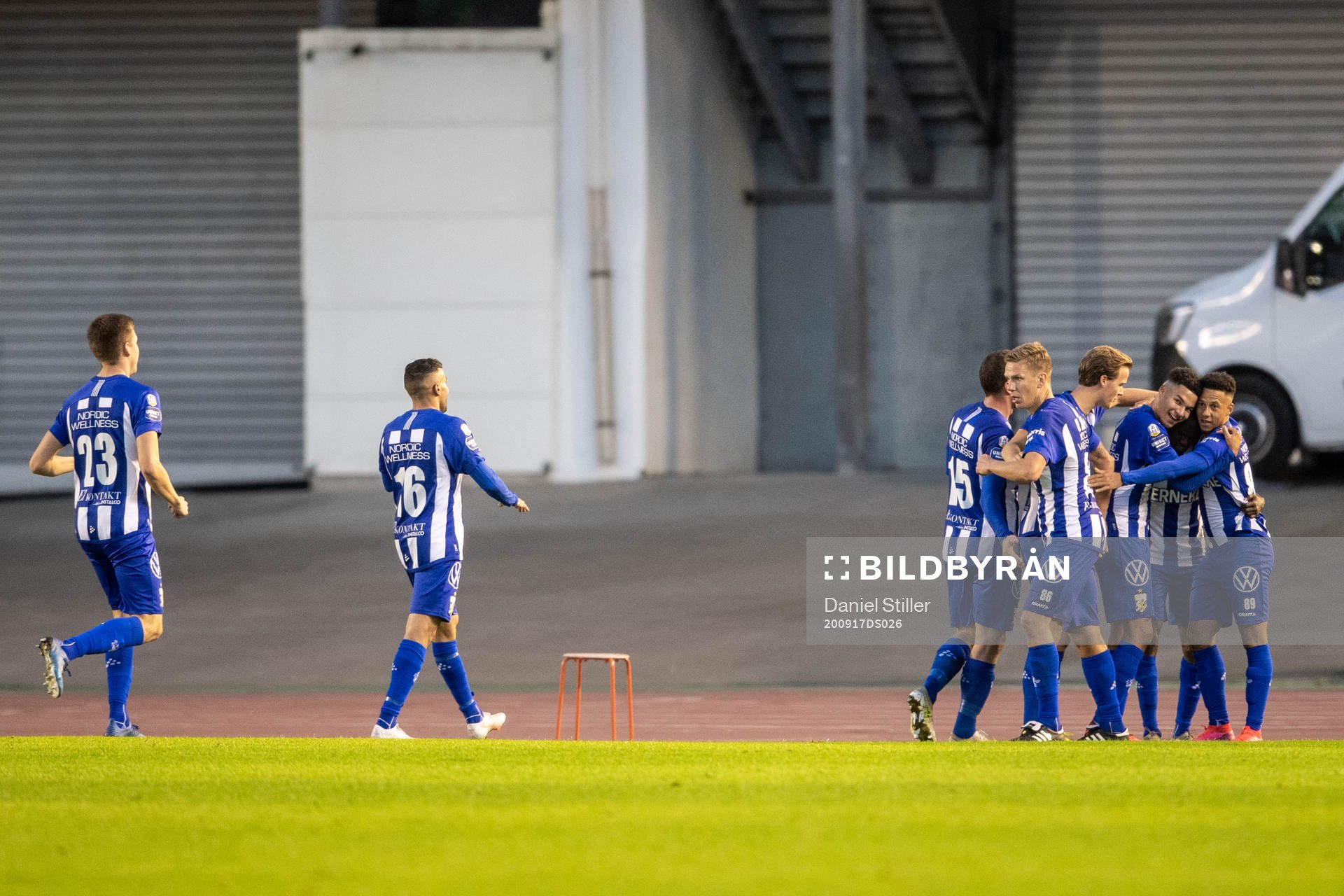Tobias Sana of IFK Göteborg celebrates with teammates