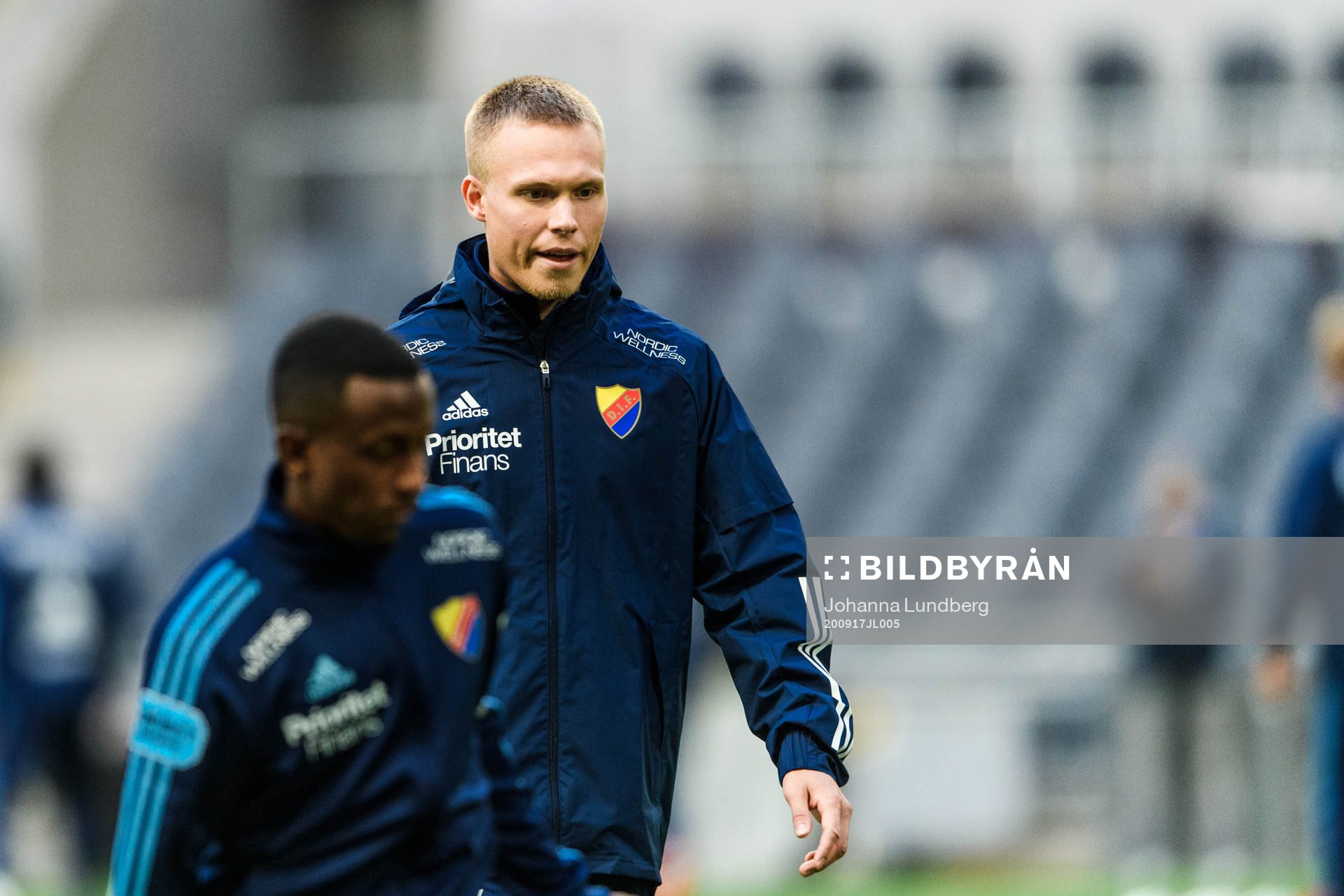 Jonathan Augustinsson of Djurgården ahead of the UEFA Europa League qualifying match between Djurgården and Europa FC on September 17, 2020 in Stockholm.