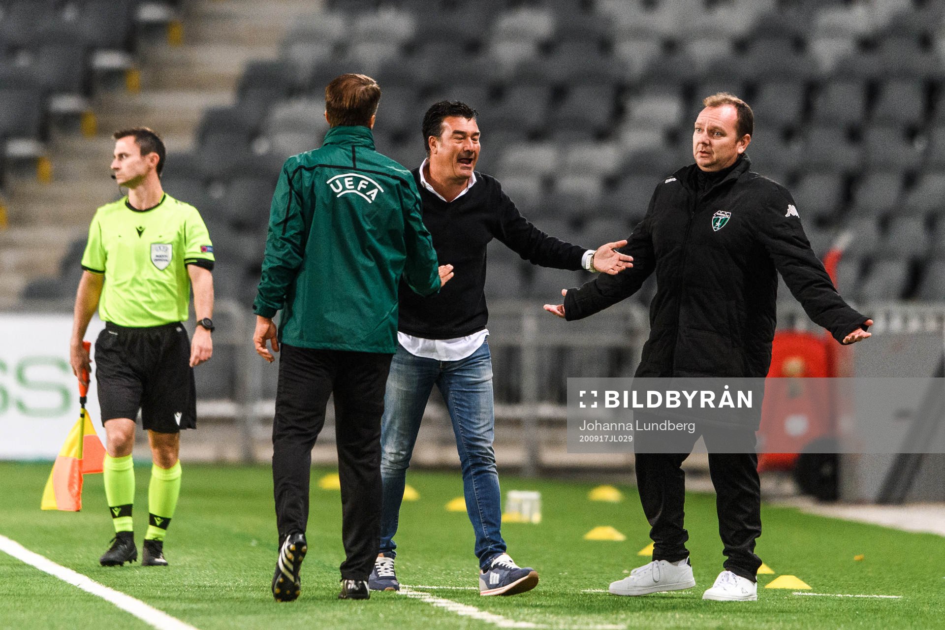 Head coach Rafael Escobar of Europa FC reacts