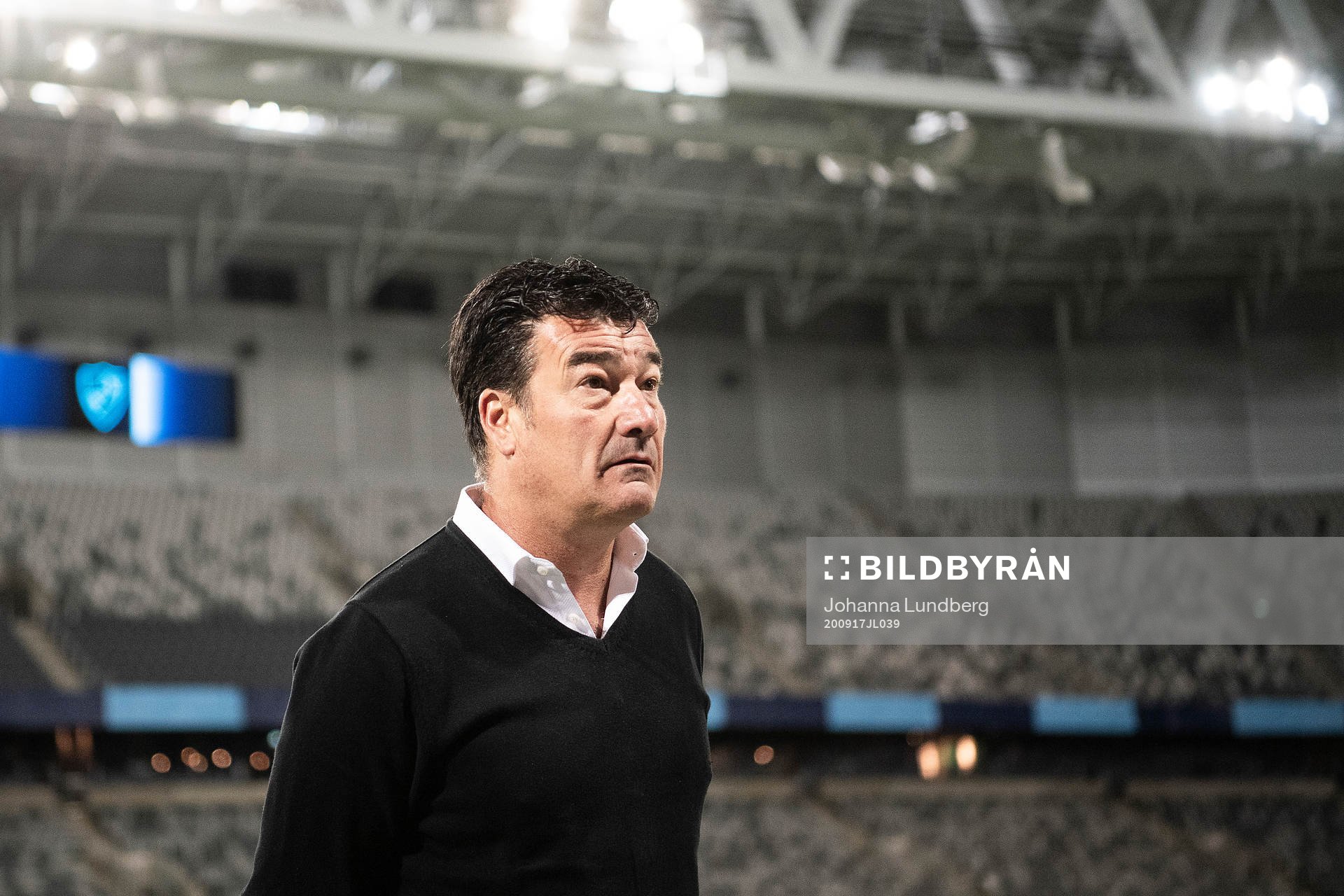 head coach Rafael Escobar of Europa FC attends a press conference after the UEFA Europa League qualifying match between Djurgården and Europa FC on September 17, 2020 in Stockholm.