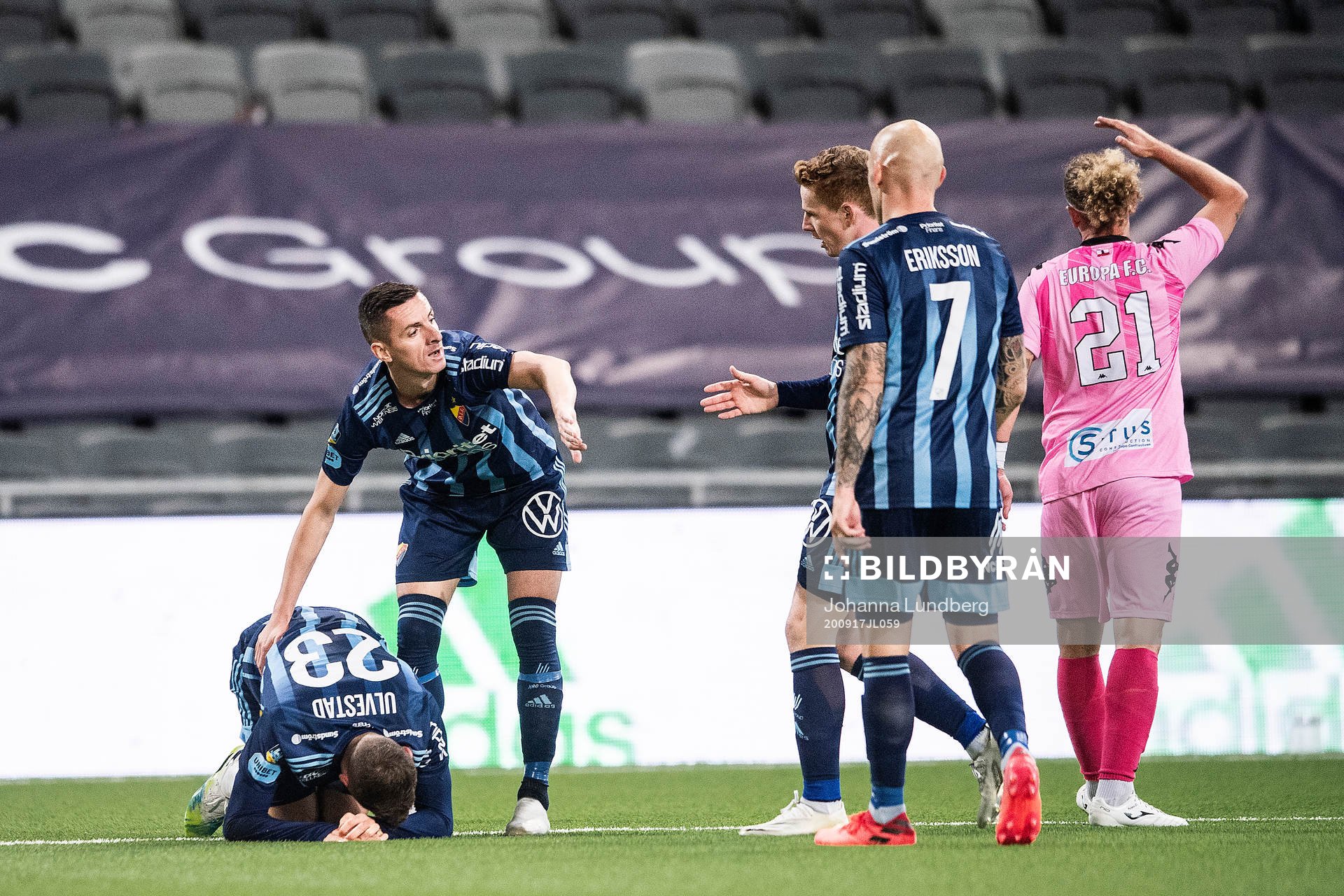 Fredrik Ulvestad of Djurgården in pain