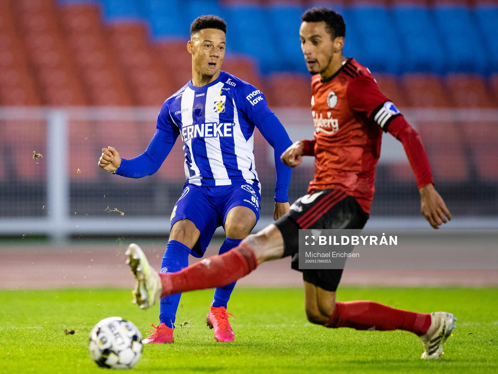 Tobias Sana of IFK Göteborg passes the ball past Carlos