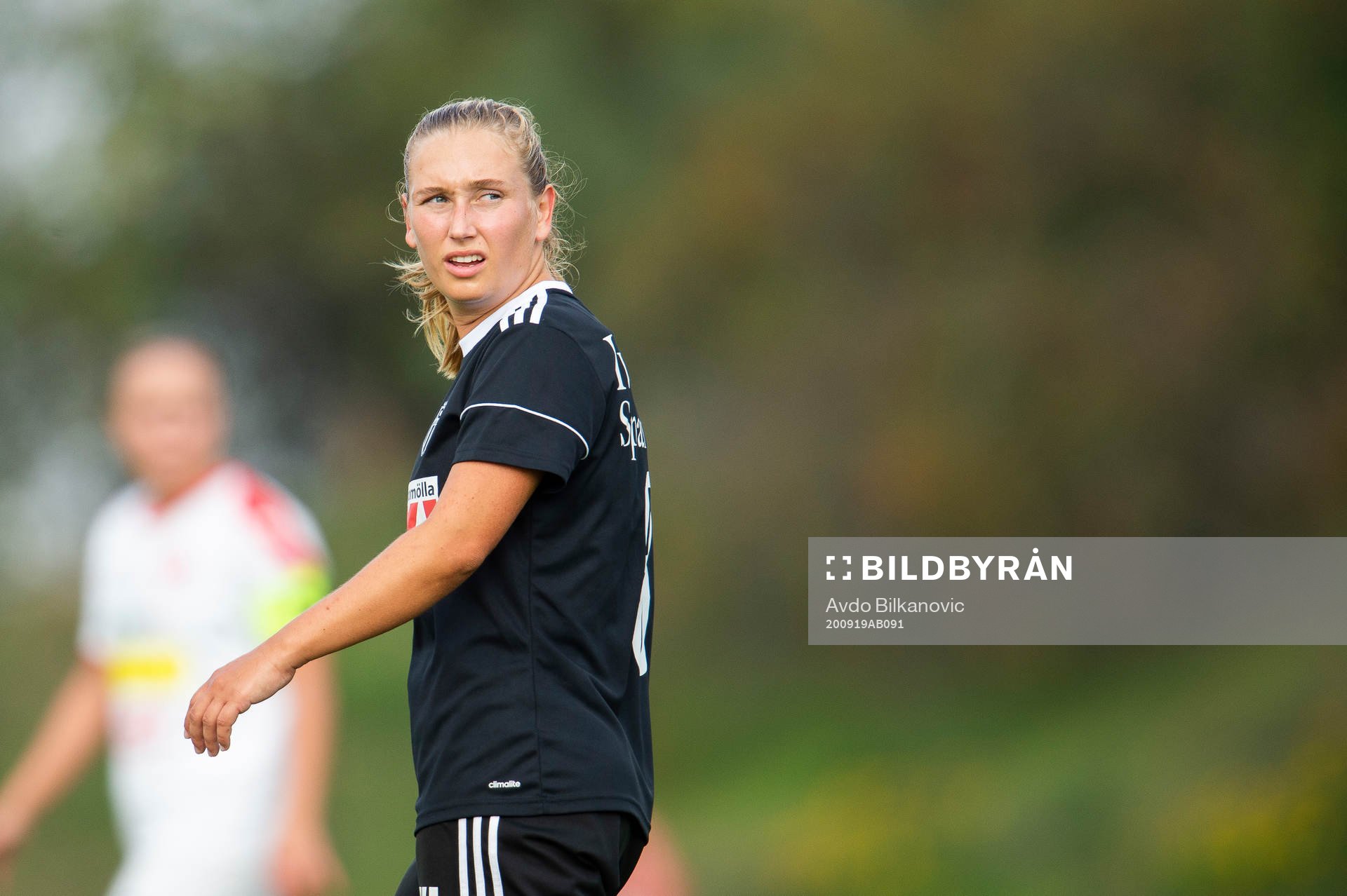 Brömöllas Lova Hansson under fotbollsmatchen i Division 1 södra mellan Borgeby och Bromölla den 19 september 2020 i Borgeby.
