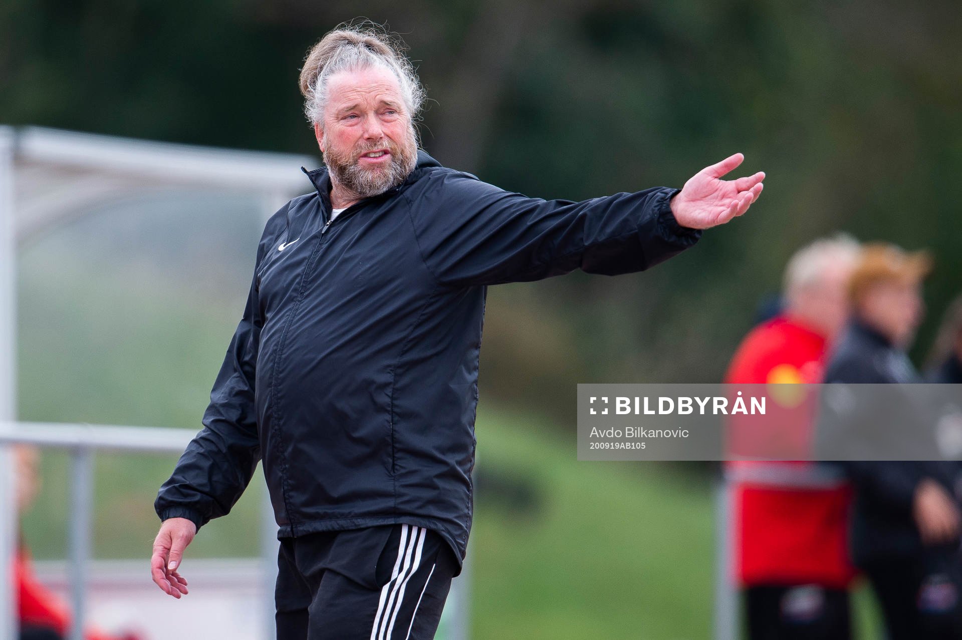 Brömöllas tränare Pierre Persson under fotbollsmatchen i Division 1 södra mellan Borgeby och Bromölla den 19 september 2020 i Borgeby.