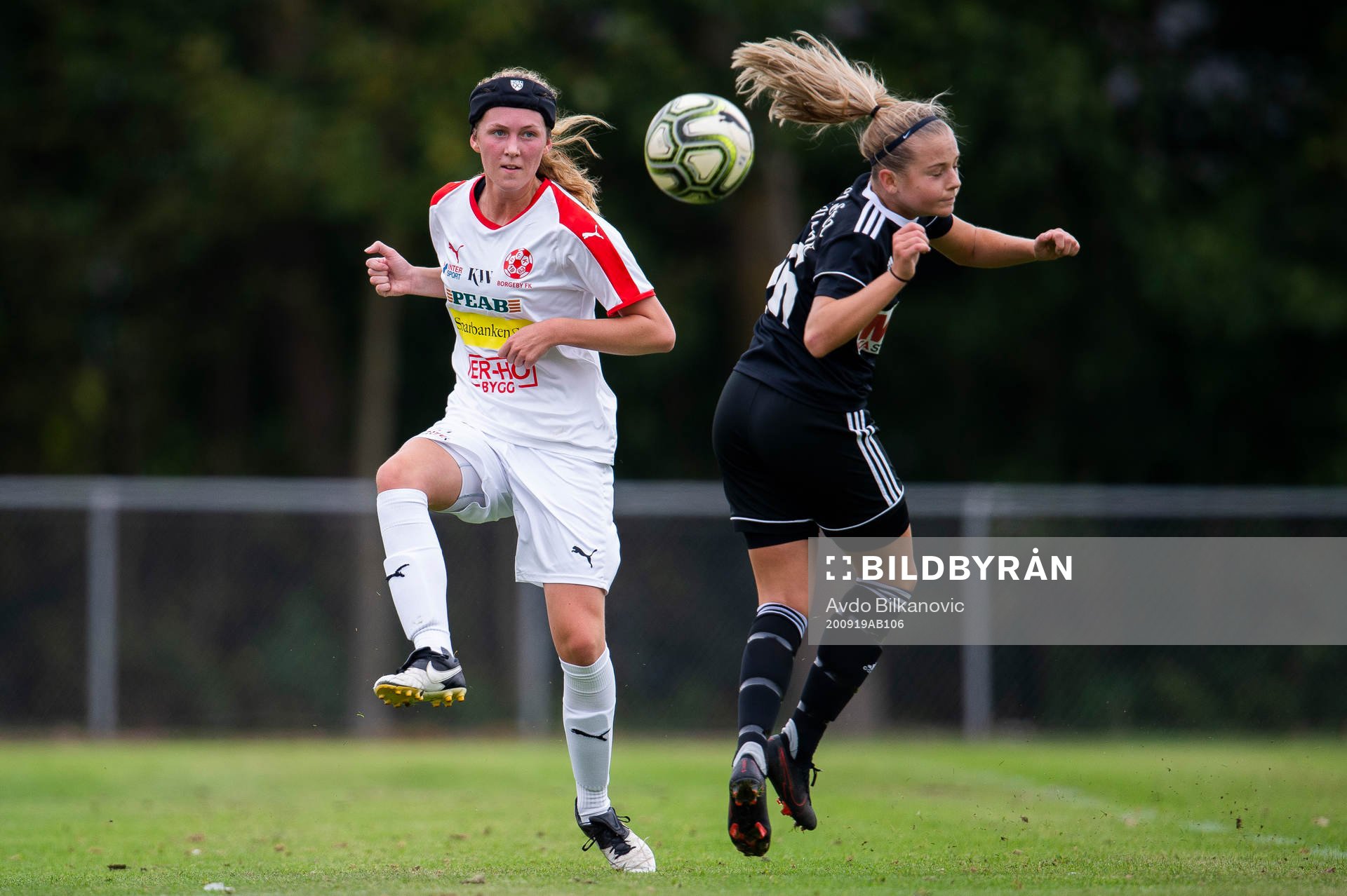 Borgebys Louise Hayden under fotbollsmatchen i Division 1 södra mellan Borgeby och Bromölla den 19 september 2020 i Borgeby.