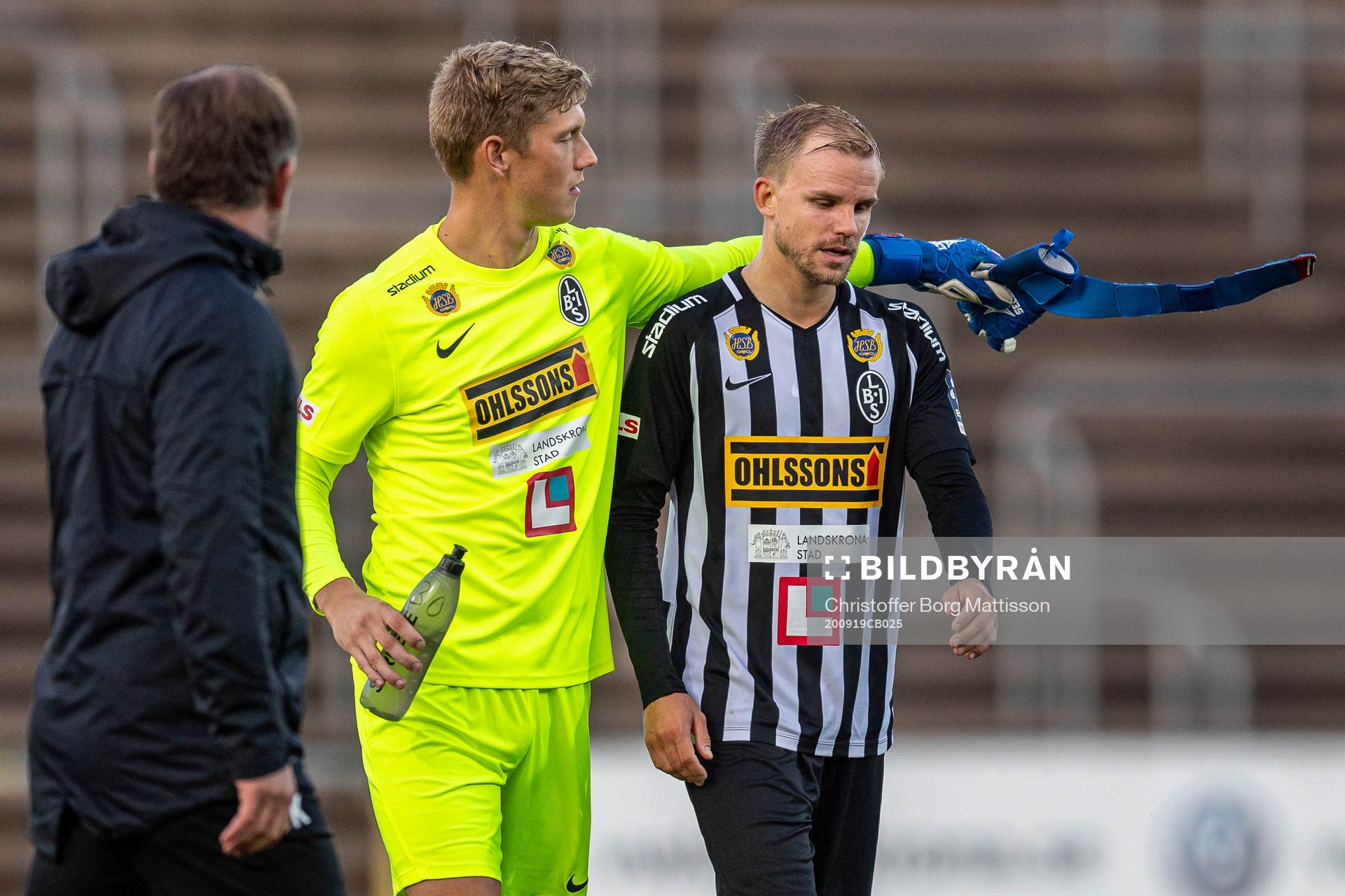 Landskronas målvakt Philip Mårtensson och Jonathan Asp