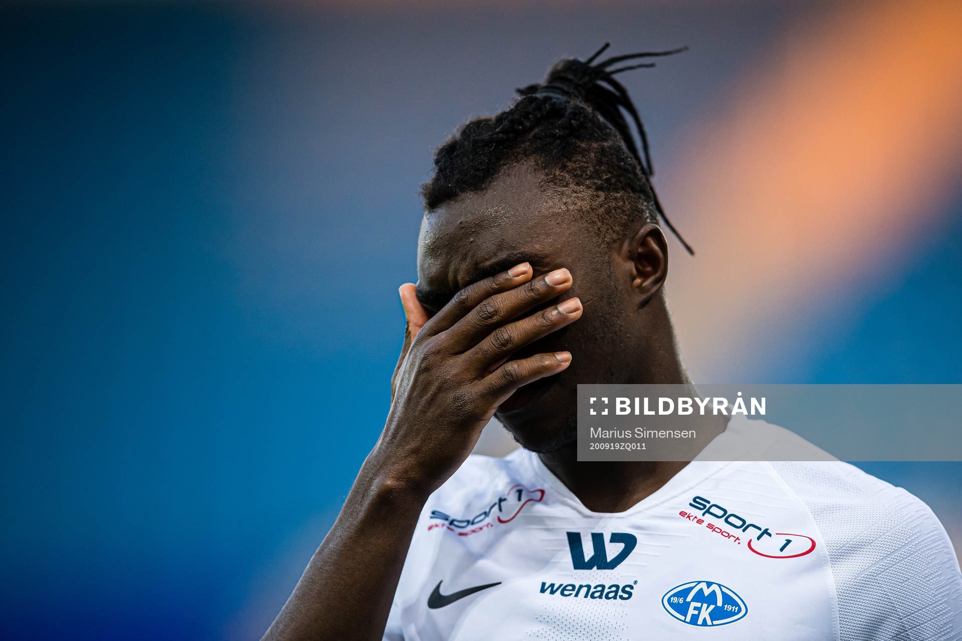 John Shuguto Kitolano of Molde looks dejected