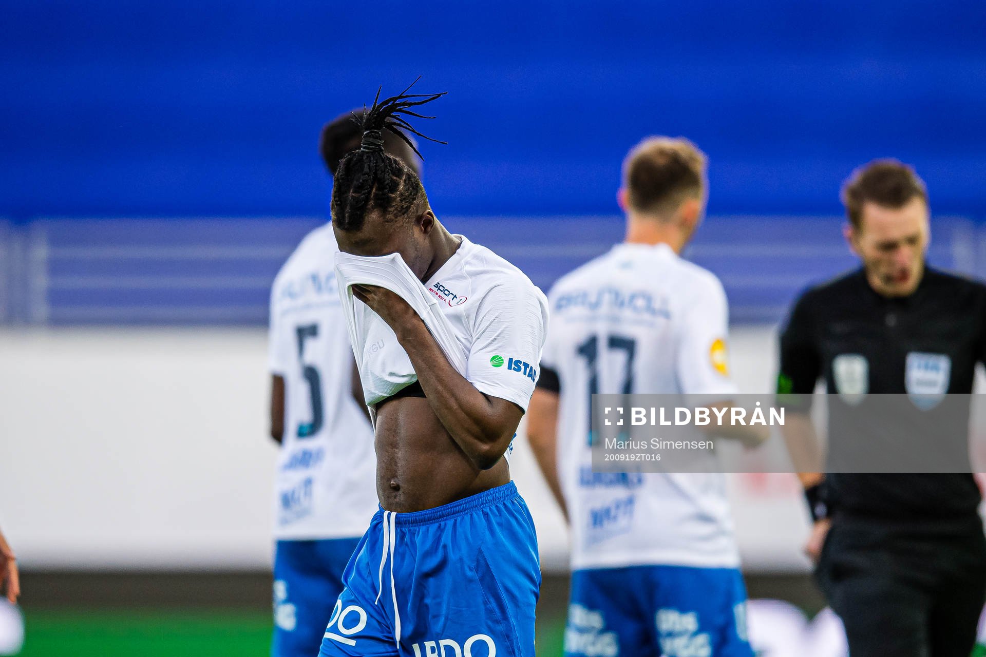 John Shuguto Kitolano of Molde looks dejected
