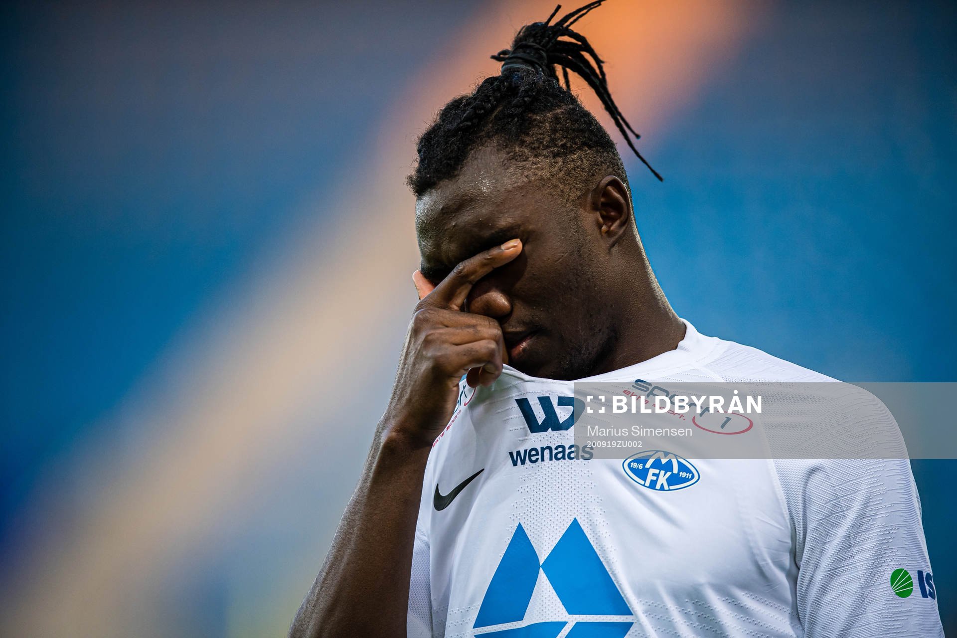 John Shuguto Kitolano of Molde looks dejected