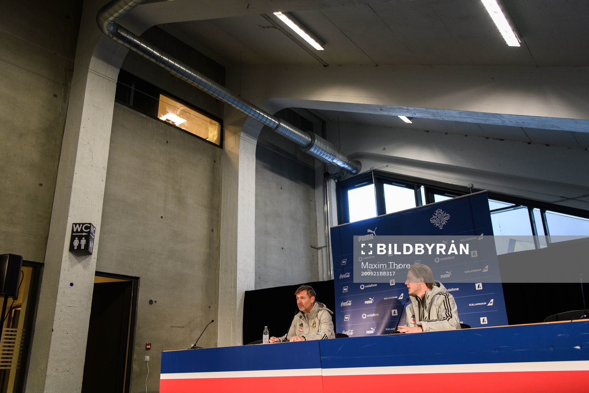 Peter Gerhardsson, head coach, and Fredrik Madestam, media