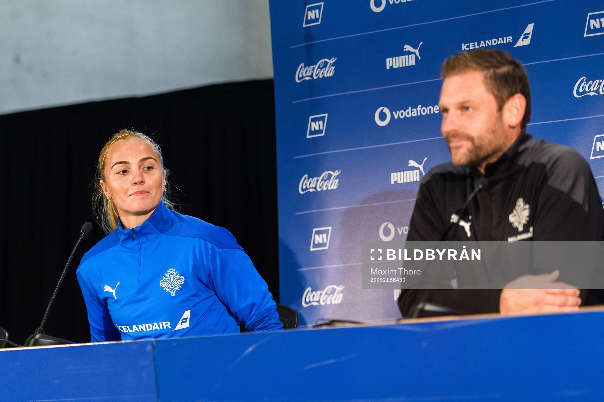 Glodis Perla Viggosdottir and Jon Thor Hauksson, head coach
