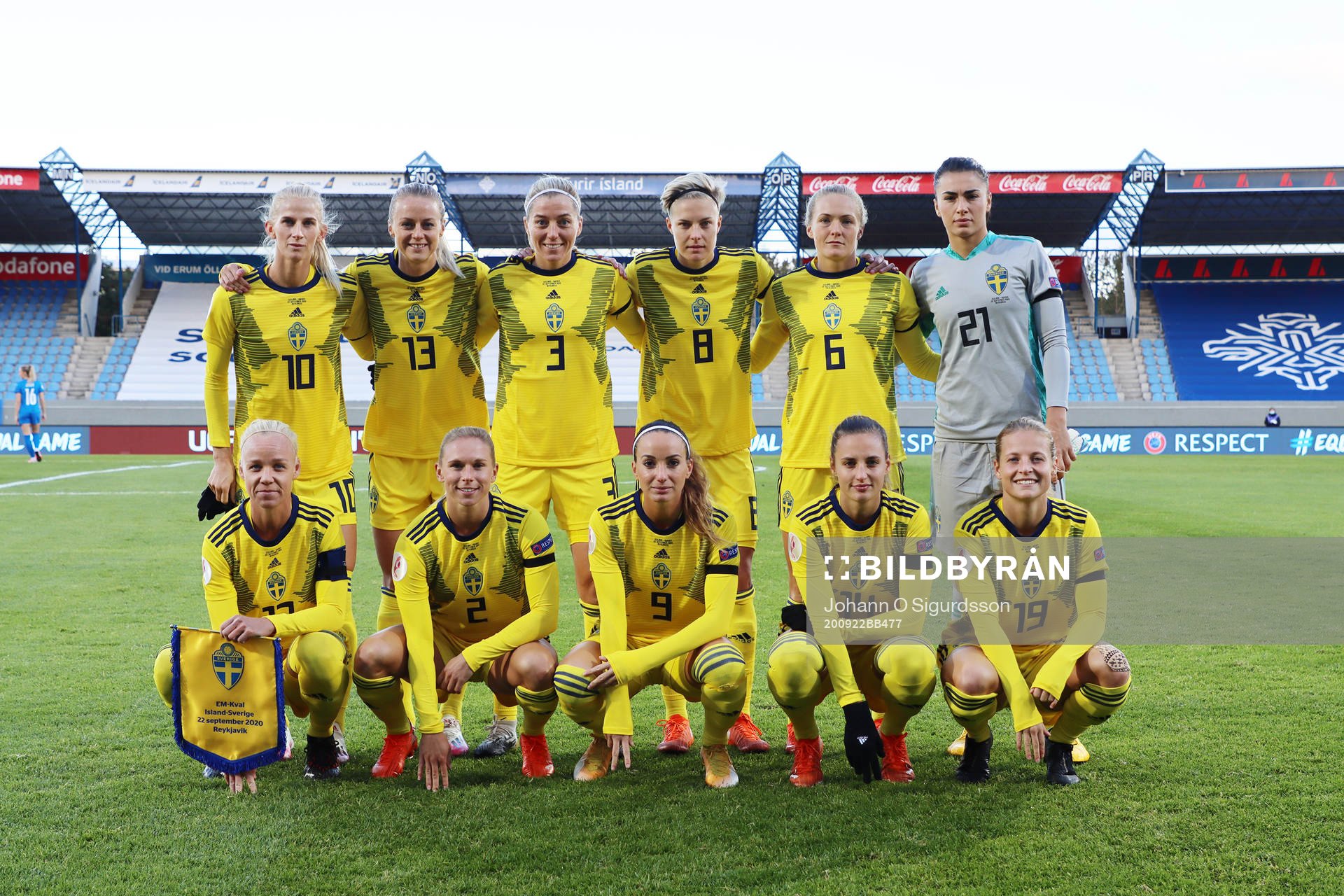 The starting eleven of Sweden pose for a team photo