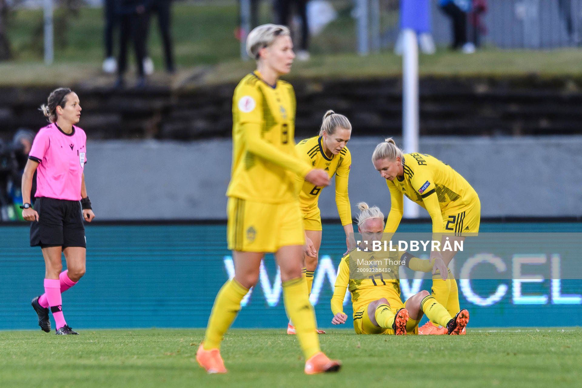 Caroline Seger of Sweden in pain