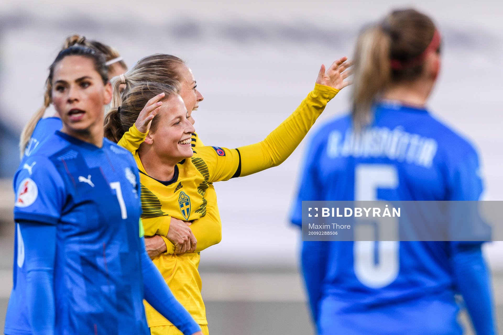 Amanda Ilestedt and Anna Anvegård of Sweden celebrate the