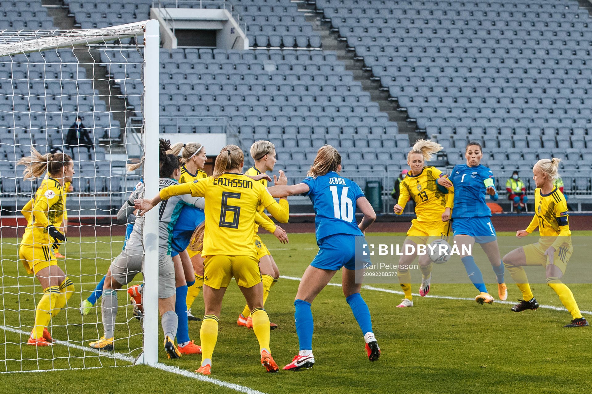 Sara Björk Gunnarsdottir of Iceland with a denied goal