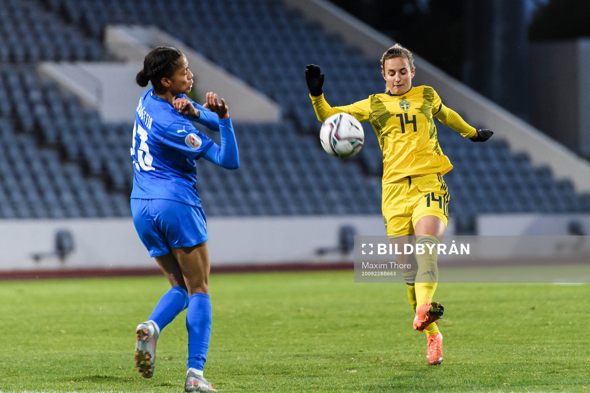 of Iceland Sveindís Jane Jónsdóttir and Nathalie Björn