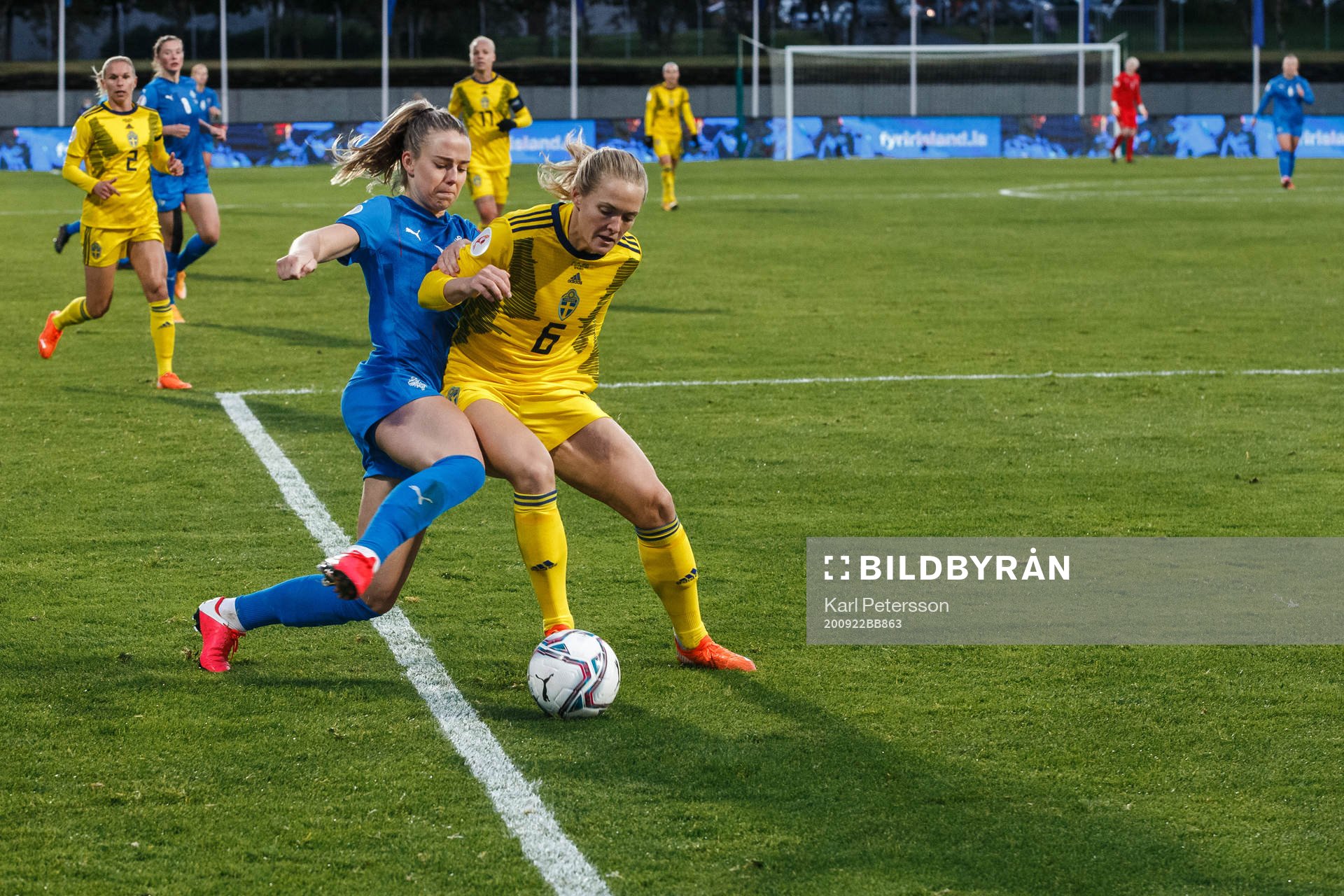 Elin Metta Jensen of Iceland and Magdalena Eriksson of