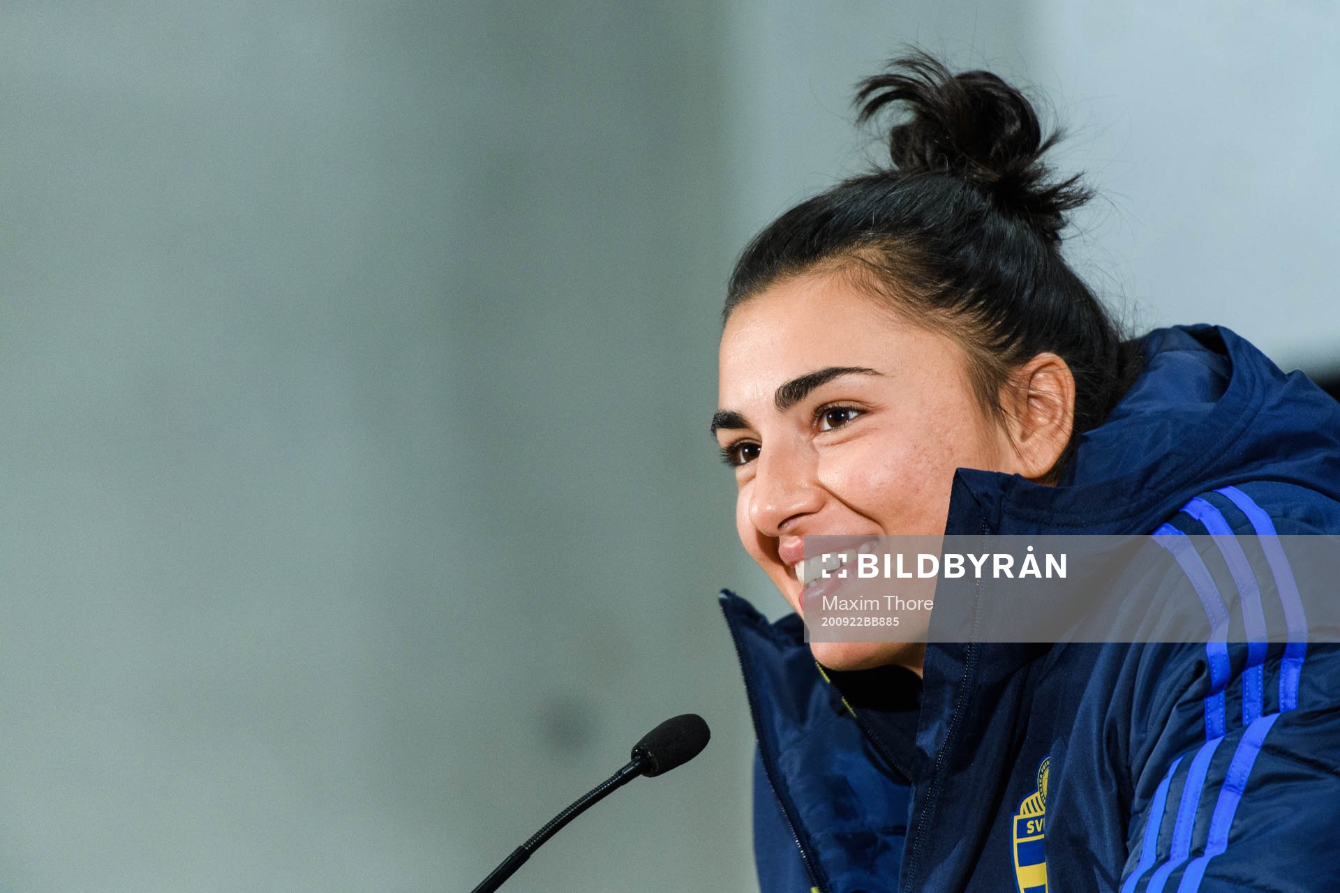 Goalkeeper Zecira Musovic of Sweden at a press conference