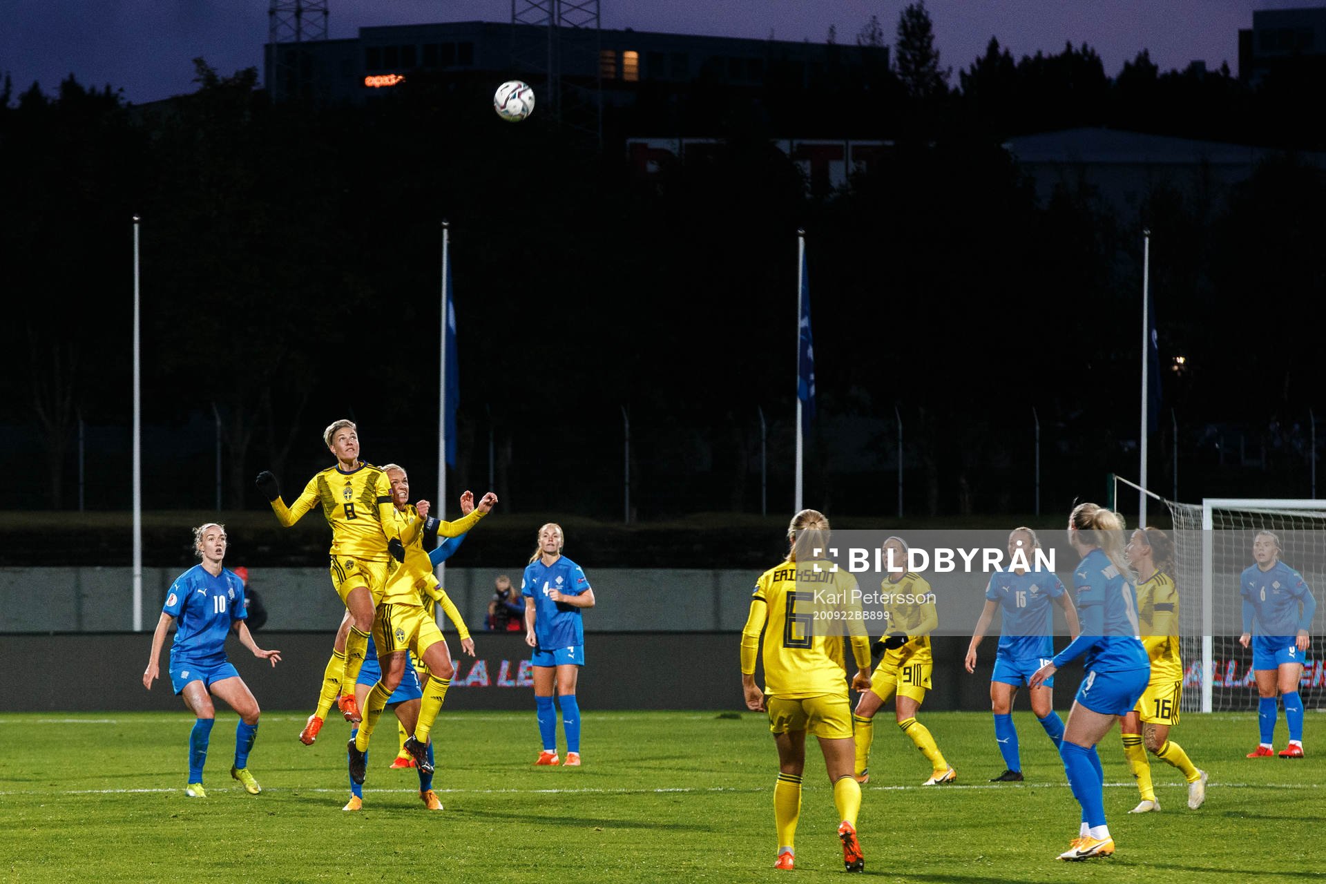 Lina Hurtig and Caroline Seger of Sweden during the UEFA Women's Euro Qualifier football match between Iceland and Sweden on September 22, 2020 in Reykjavik.