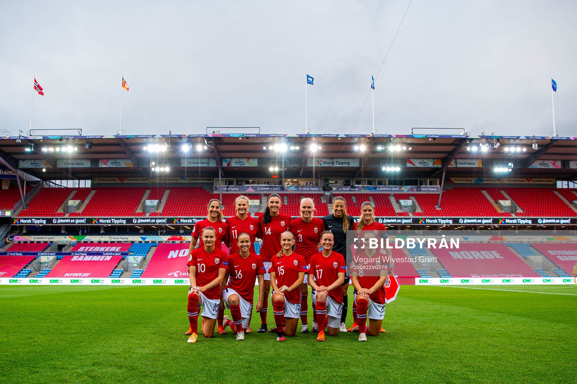 Norway's starting eleven pose for a team photo ahead the