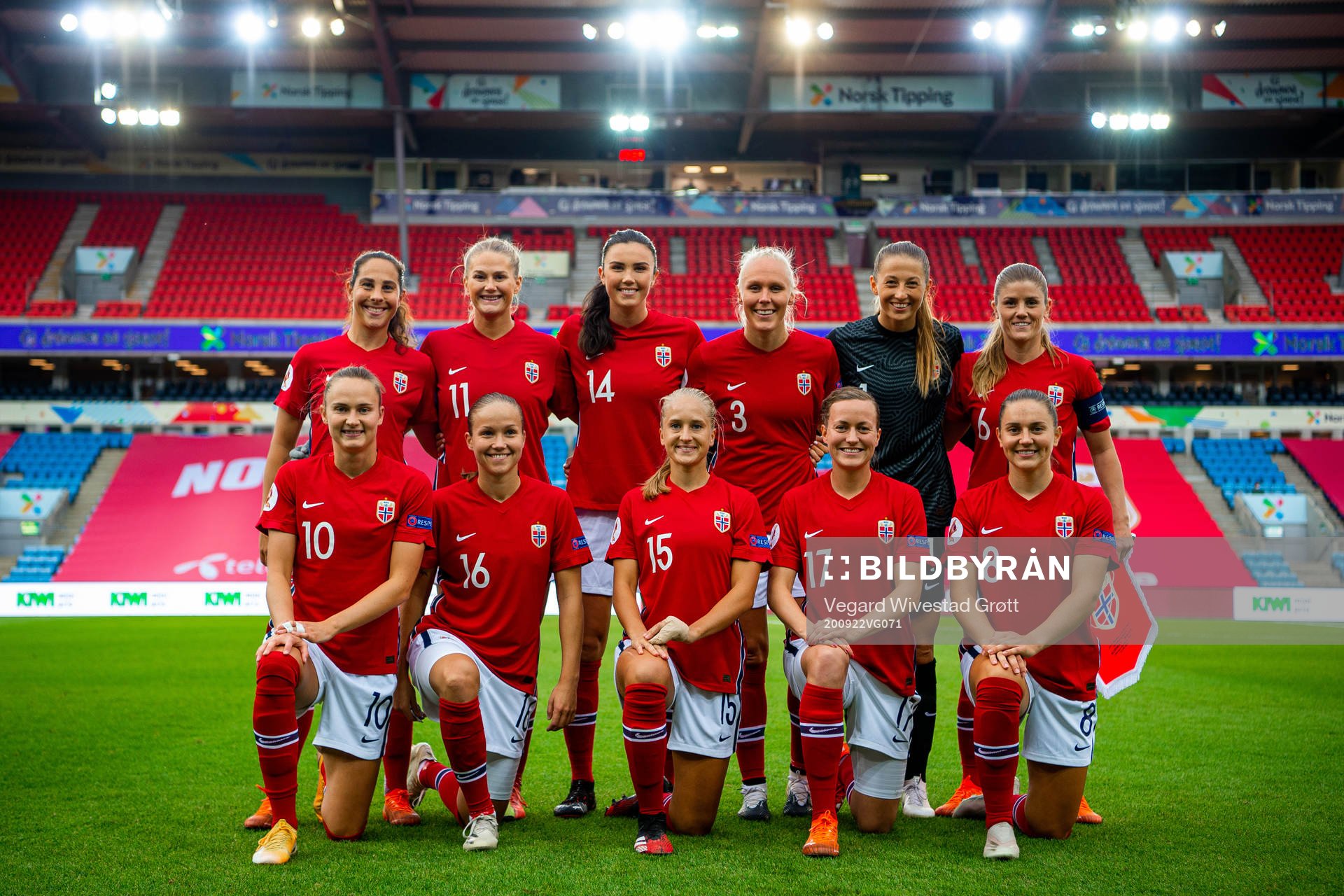 Norway's starting eleven pose for a team photo ahead the