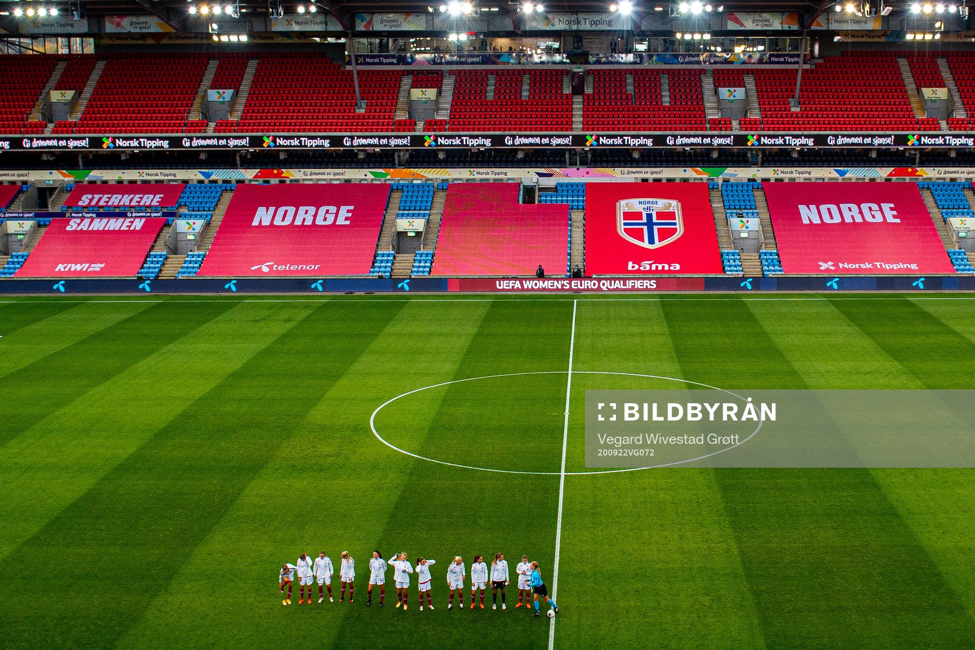 General view of Ullevaal Stadion as Norway line up