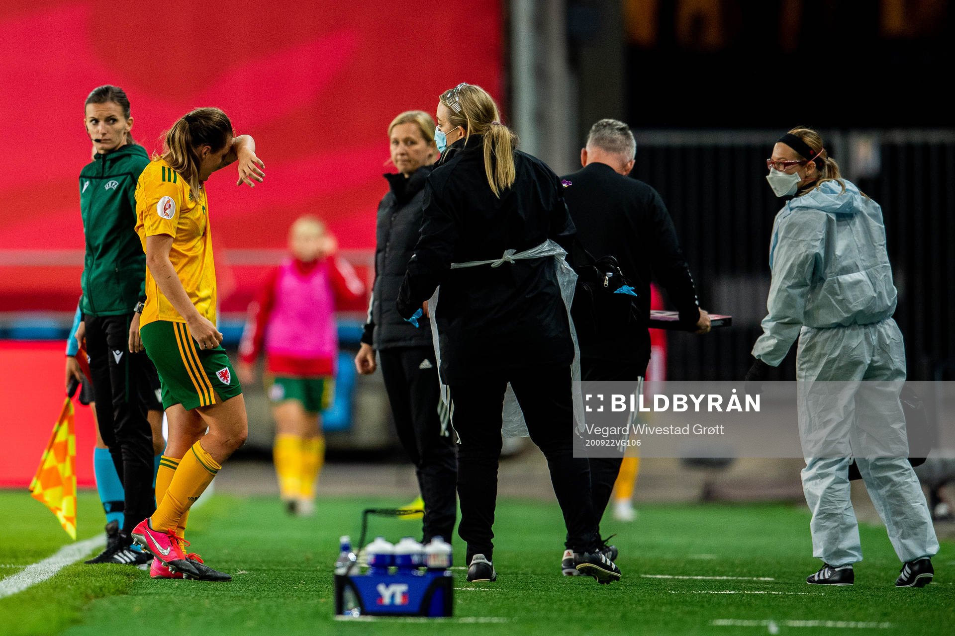 Anna Fibley of Wales is being substituted with an injury