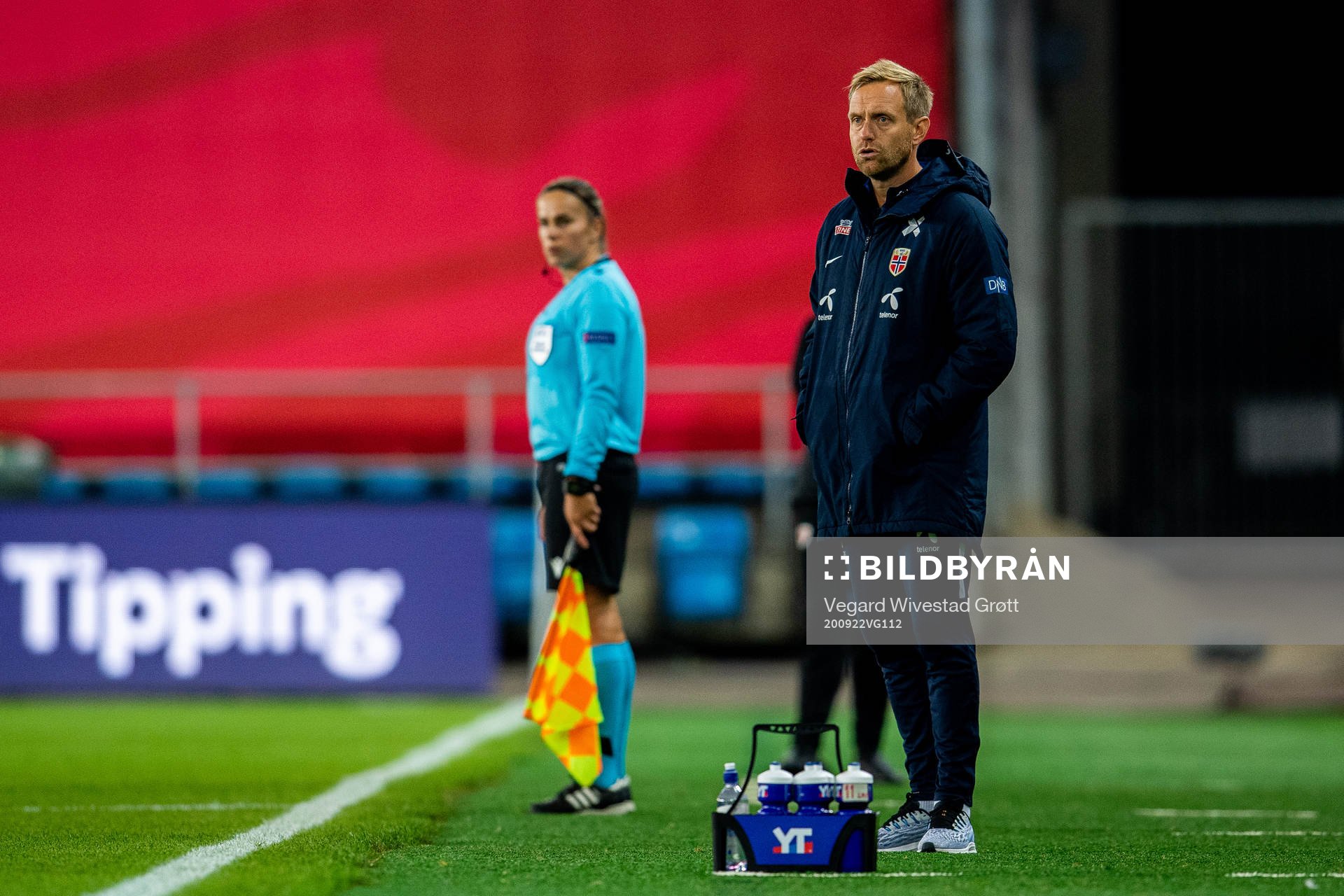 Martin Sjögren, head coach of Norway, during the UEFA Women's Euro Qualifier football match between Norway and Wales on September 22, 2020 in Oslo.