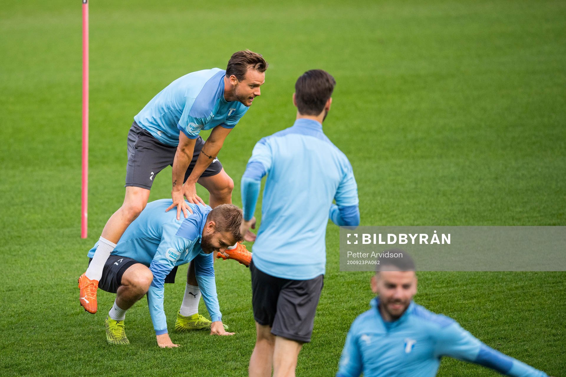 Rasmus Bengtsson and Eric Larsson during a practice session with Malmö FF on September 23, 2020 in Malmö.