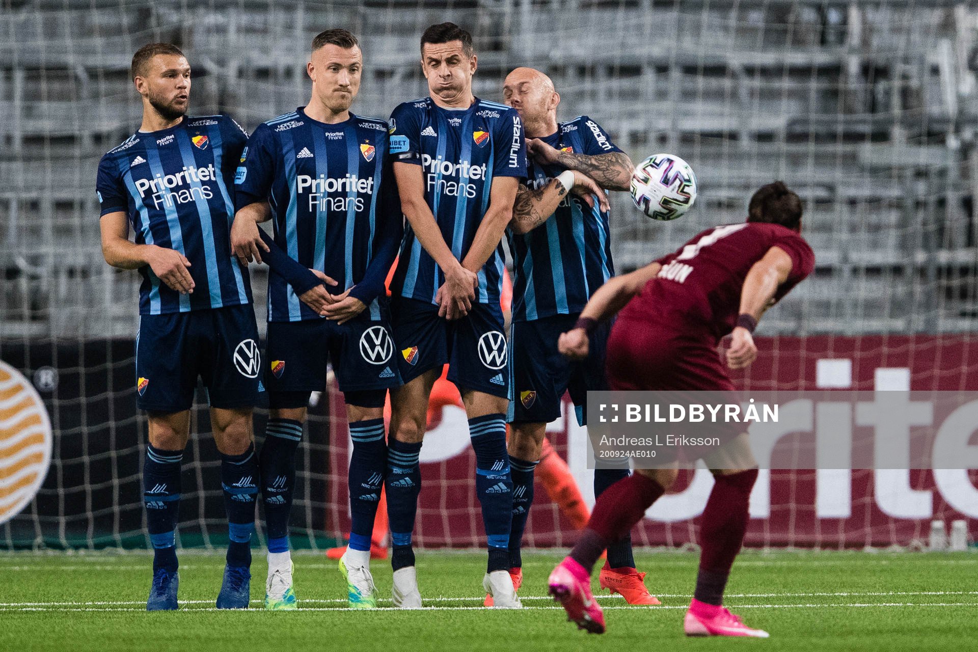 Adrian Paun of CFR Cluj with a freekick past Jesper