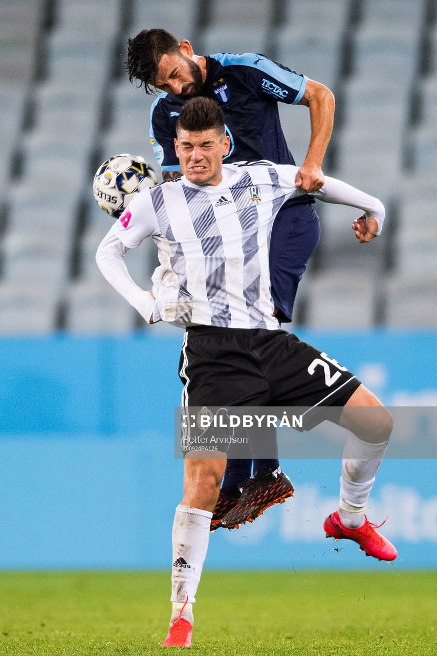 Behrang Safari of Malmö FF and Fran Karacic of Lokomotiva