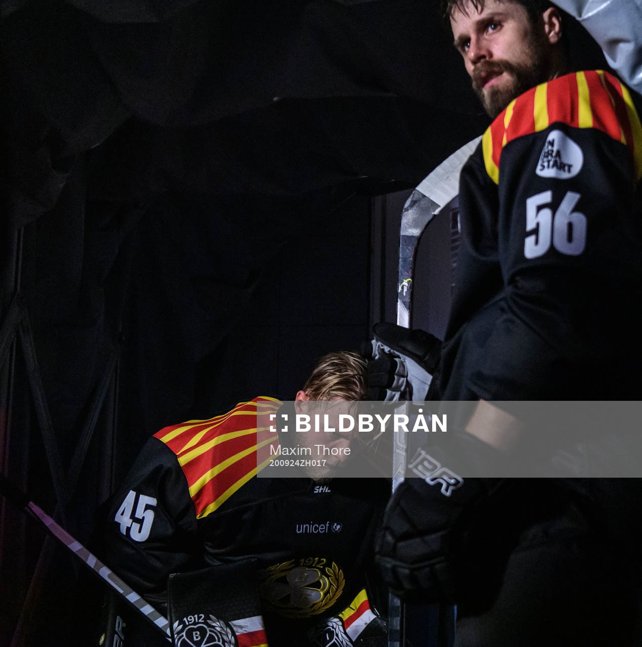 Brynäs målvakt Viktor Andrén och Brynäs Jonathan Sigalet