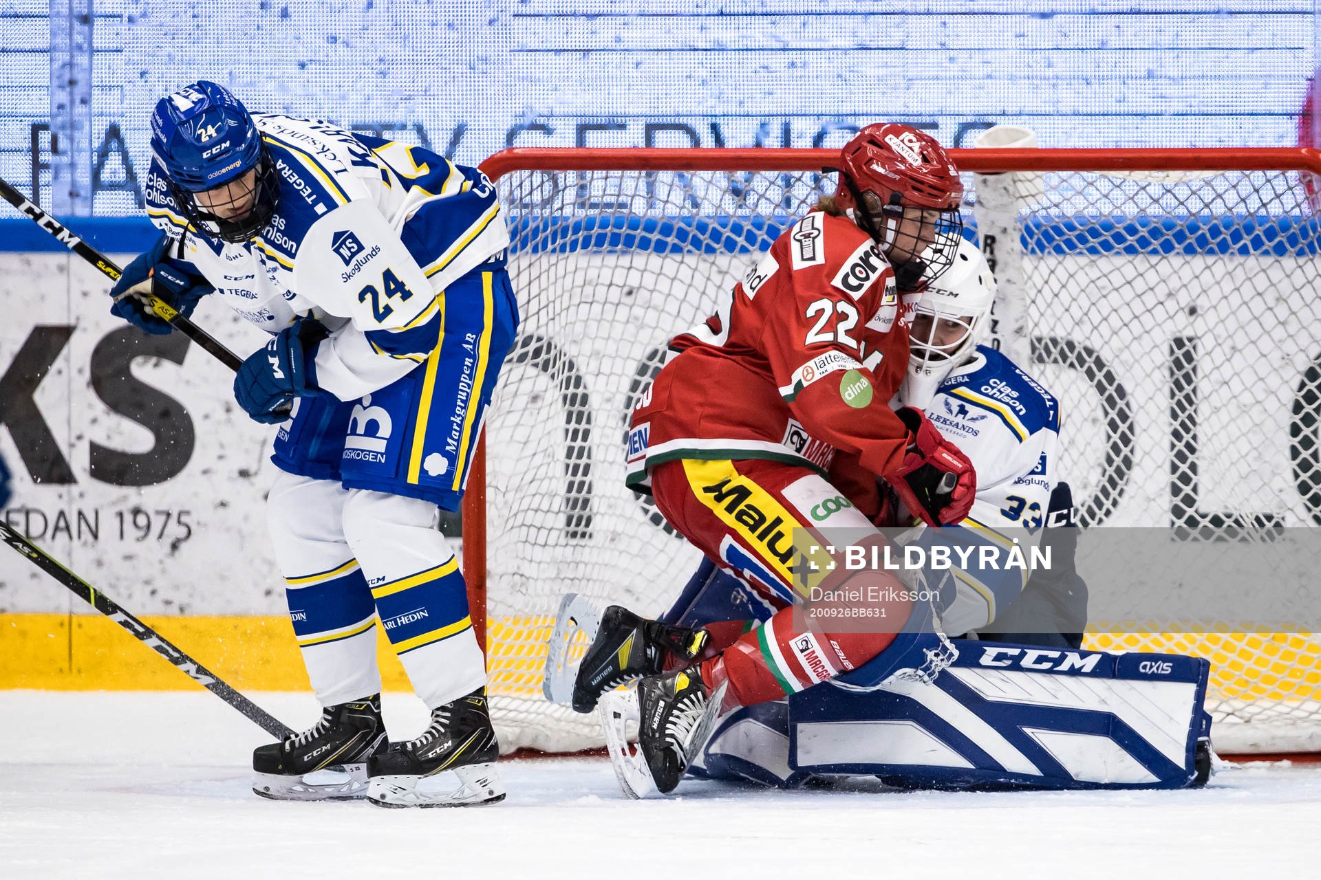 Modos Jaycee Magwood och Leksands målvakt Amanda Johansson