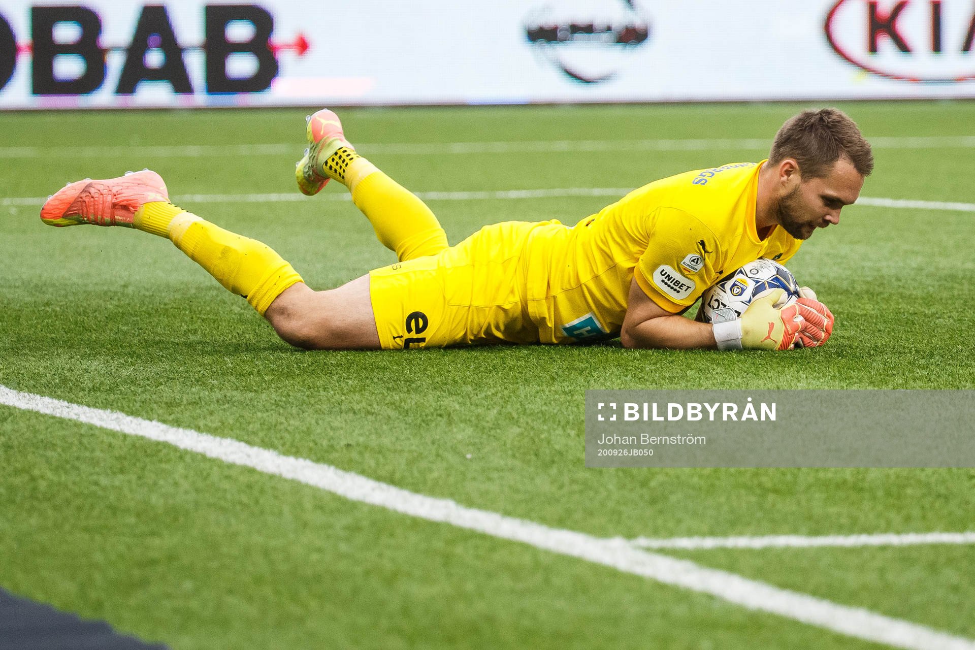 Örebros målvakt Oscar Jansson under fotbollsmatchen i Allsvenskan mellan Örebro och Sirius den 26 september 2020 i Örebro.