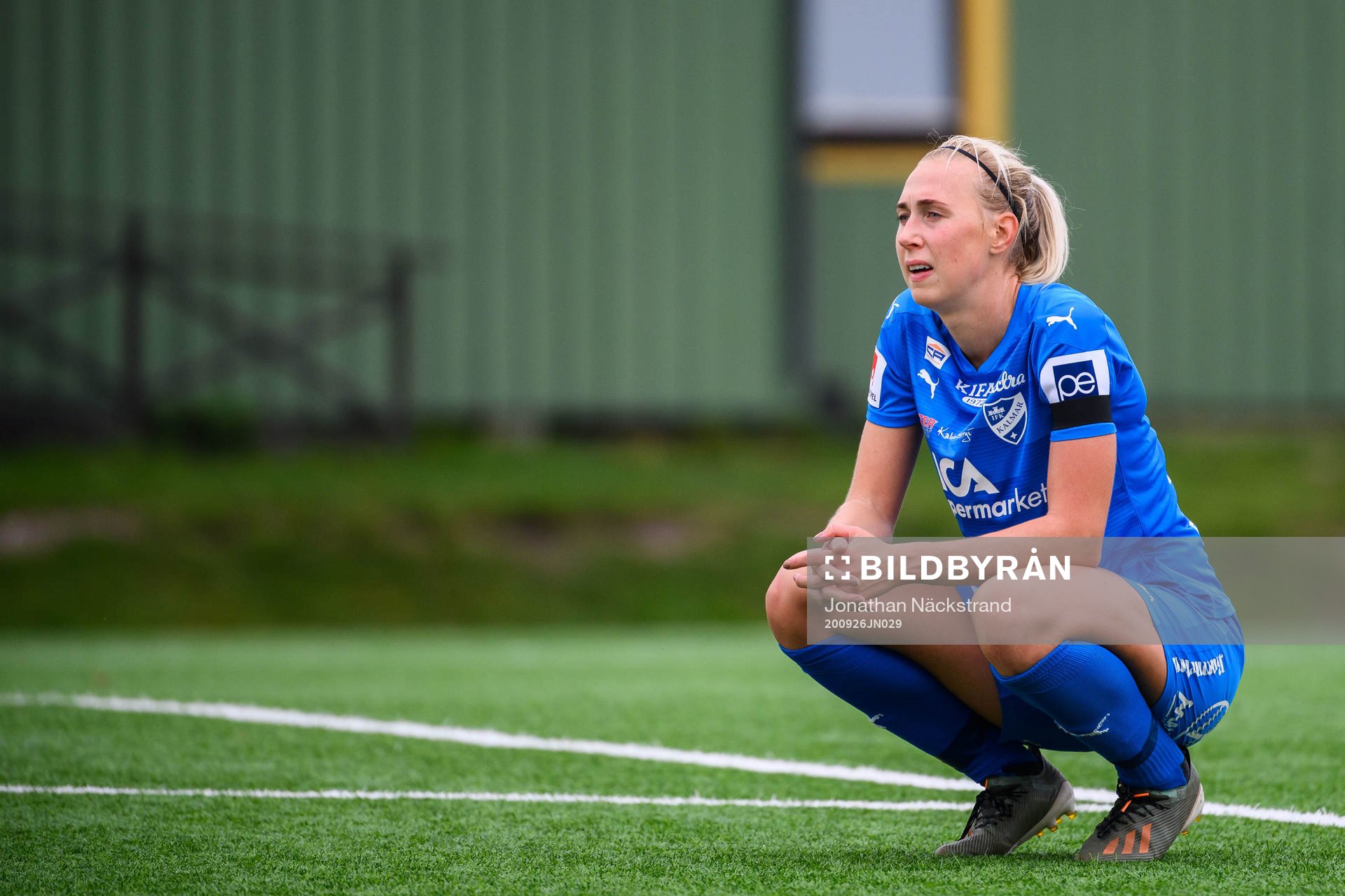 Kalmars Mikaela Almgren under fotbollsmatchen i Elitettan mellan Bollstanäs och Kalmar den 26 september 2020 i Upplands Väsby.