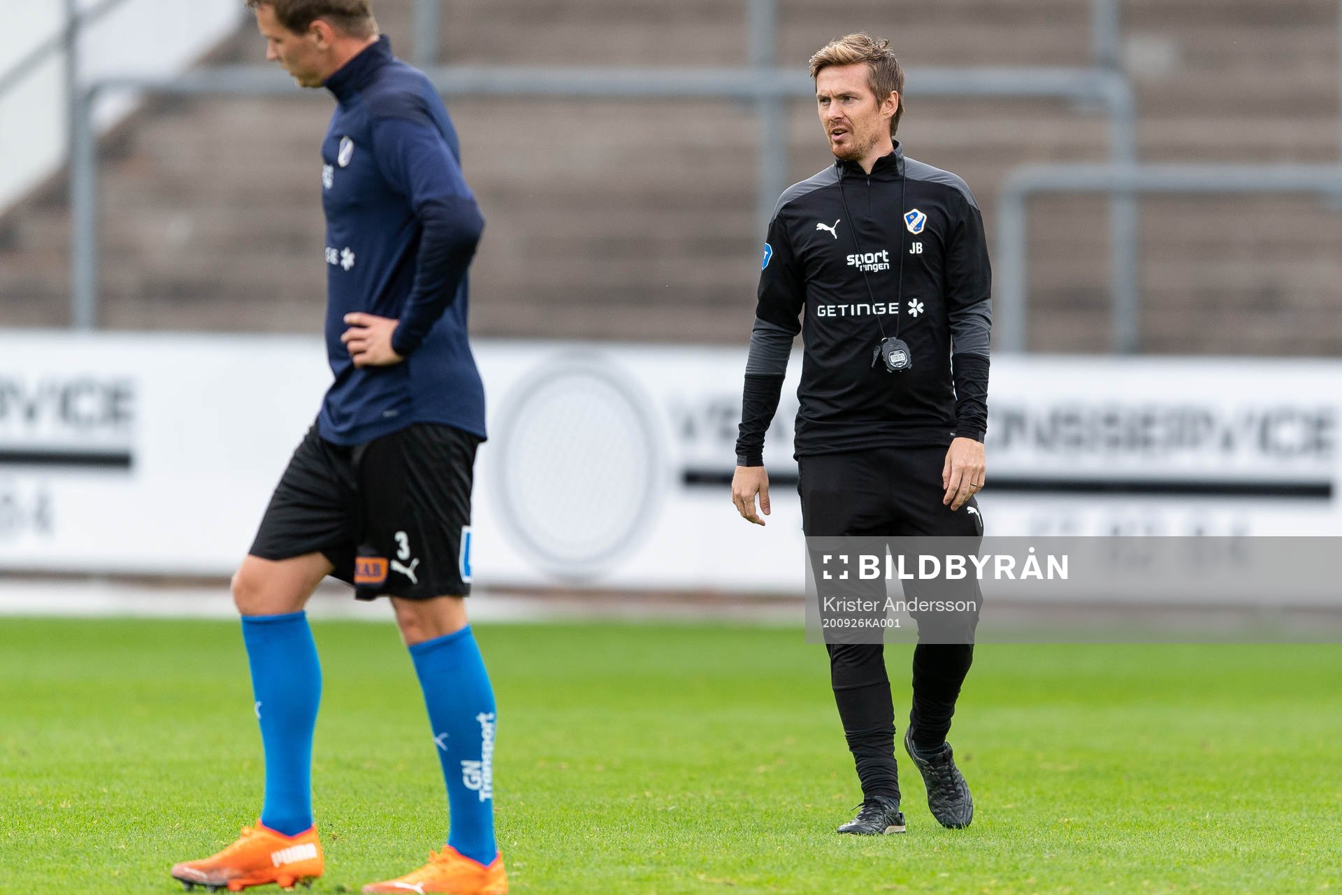 Halmstads tillfälliga tränare Johan Bergström före fotbollsmatchen i Superettan mellan Halmstad och Ljungskile den 26 september 2020 i Halmstad.