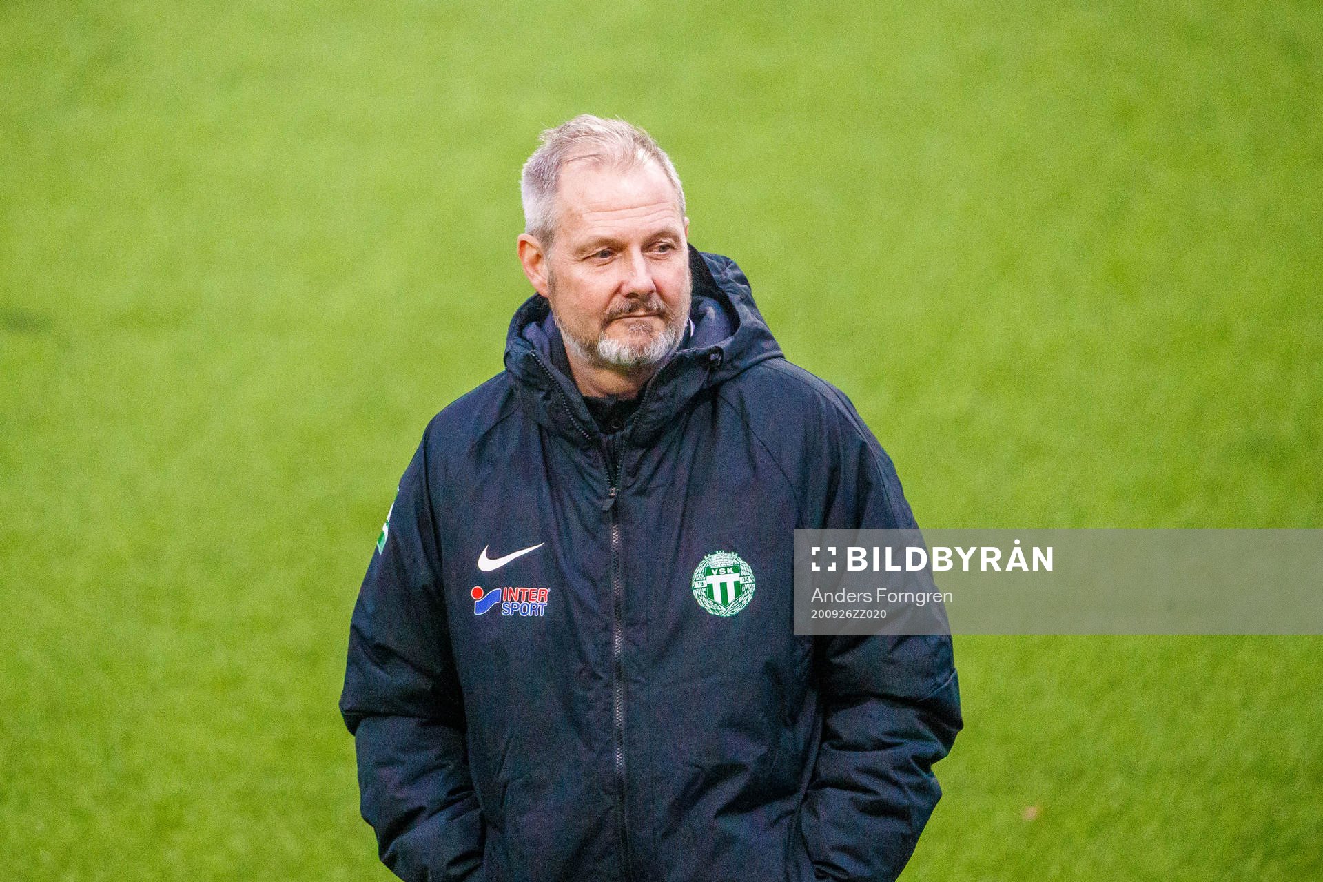 Västerås Mikael Södergran, Koordinator innan fotbollsmatchen i Superettan mellan Västerås SK och Jönköpings Södra den 26 september 2020 i Västerås.