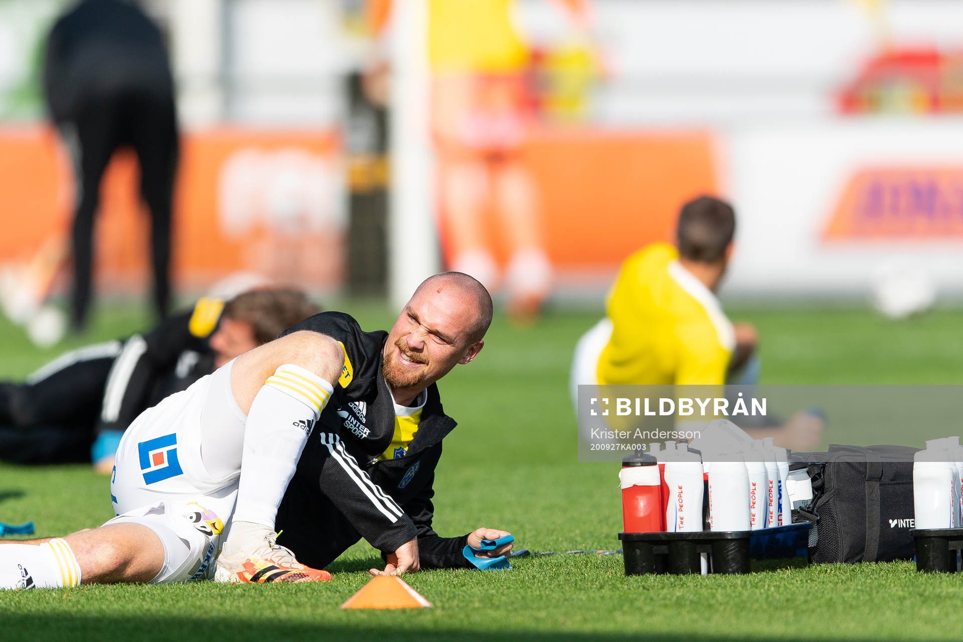 Falkenbergs Christoffer Carlsson före fotbollsmatchen i