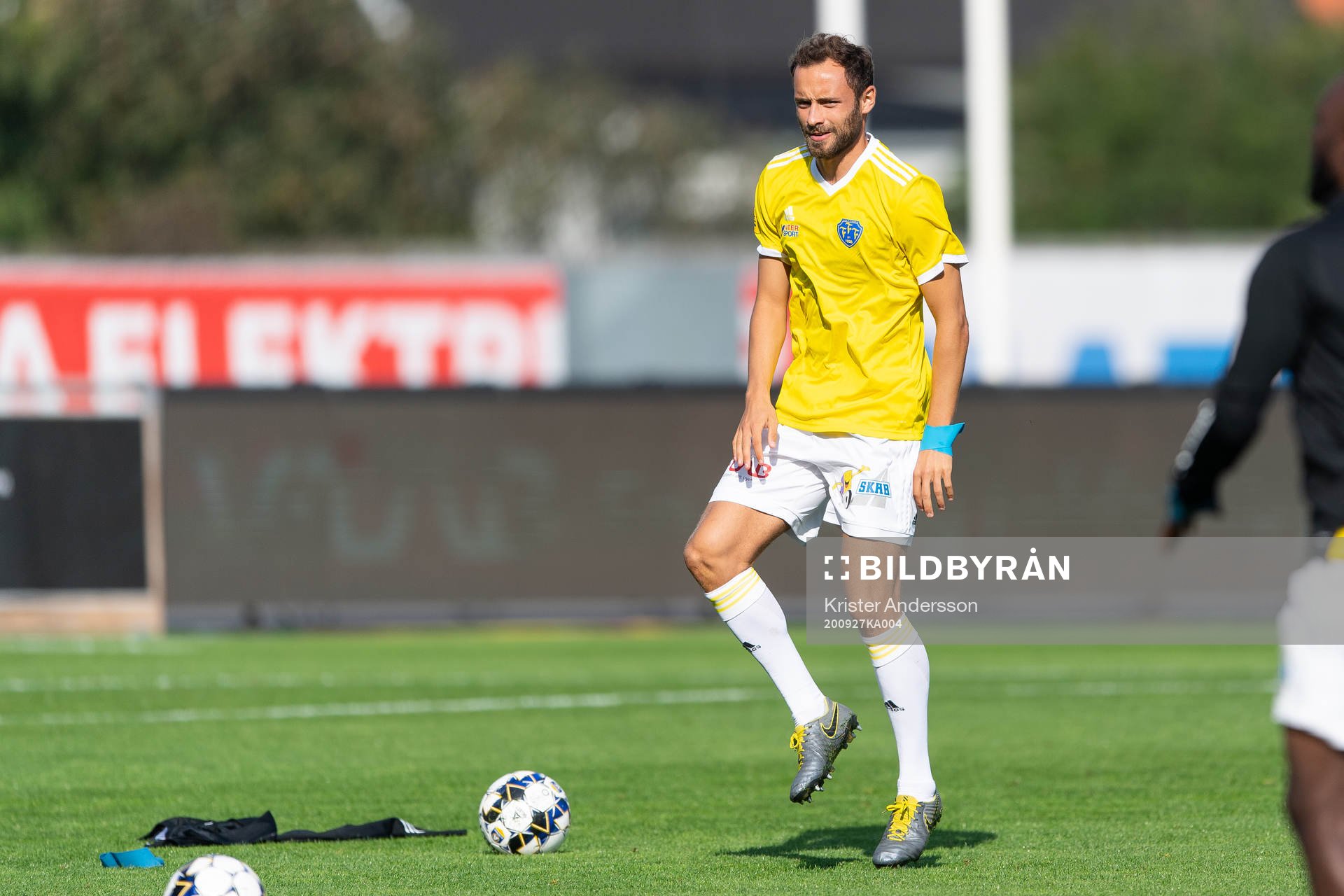 Falkenbergs Grégoire Amiot före fotbollsmatchen i