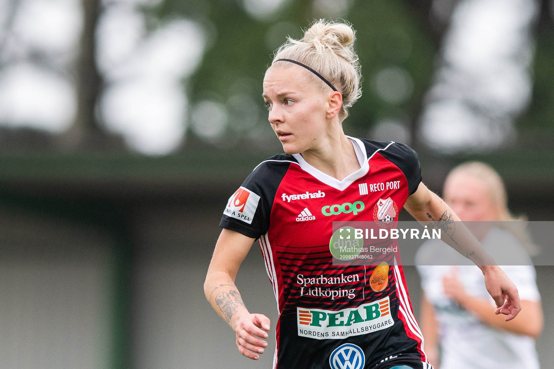 Lidköpings Johanna Axfeldt under fotbollsmatchen i Elitettan mellan Lidköping och Morön den 27 september 2020 i Lidköping.