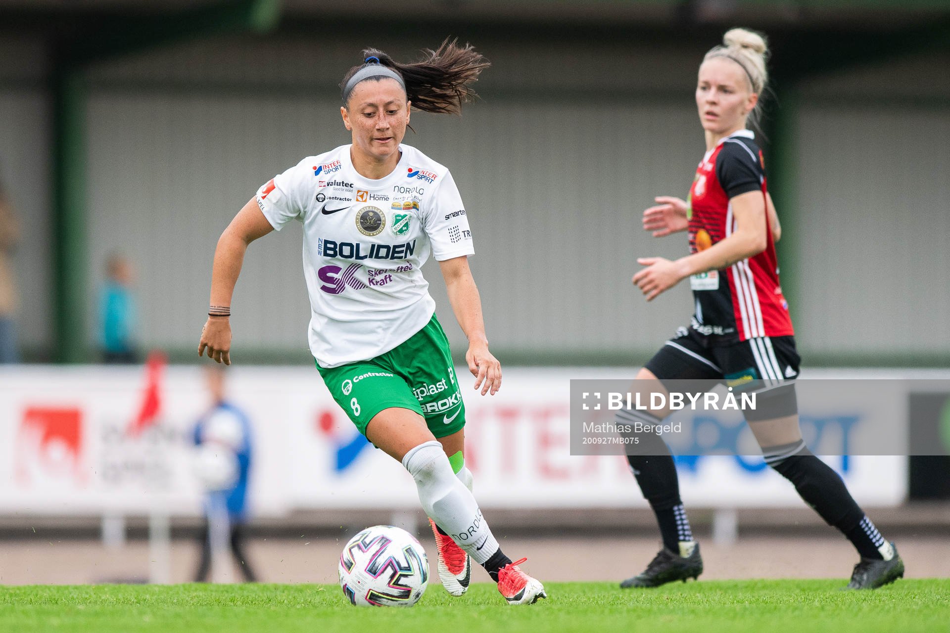 Moröns Katrina Guillou under fotbollsmatchen i Elitettan mellan Lidköping och Morön den 27 september 2020 i Lidköping.