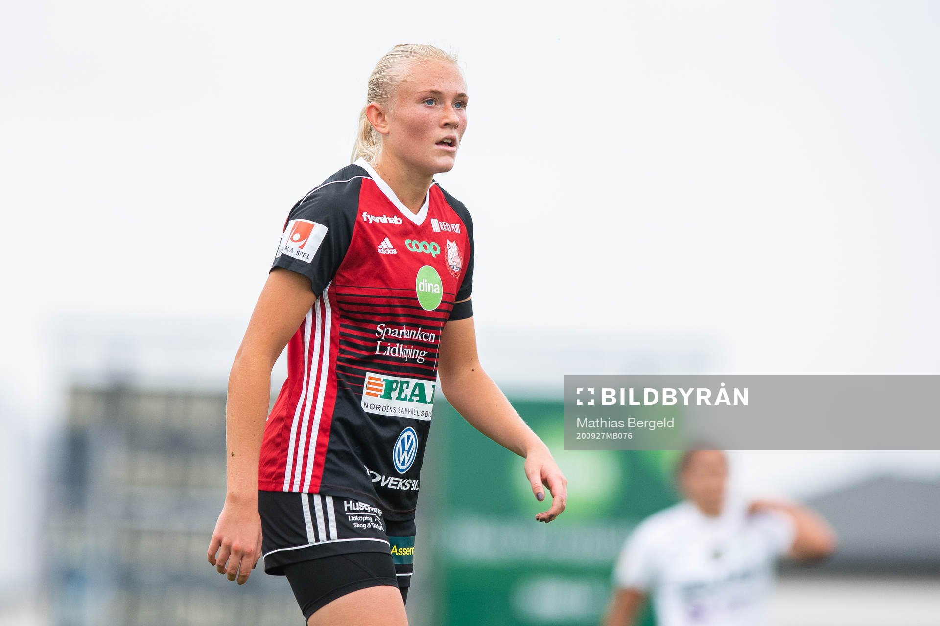 Lidköpings Emilia Bengtsson under fotbollsmatchen i Elitettan mellan Lidköping och Morön den 27 september 2020 i Lidköping.