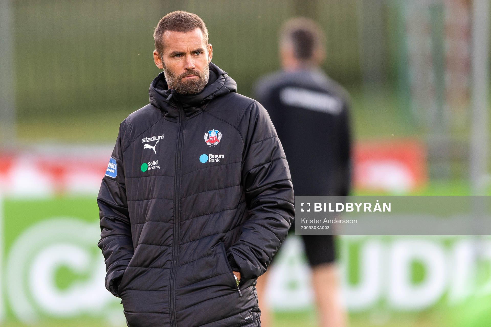 Helsingborgs tränare Olof Mellberg före fotbollsmatchen i