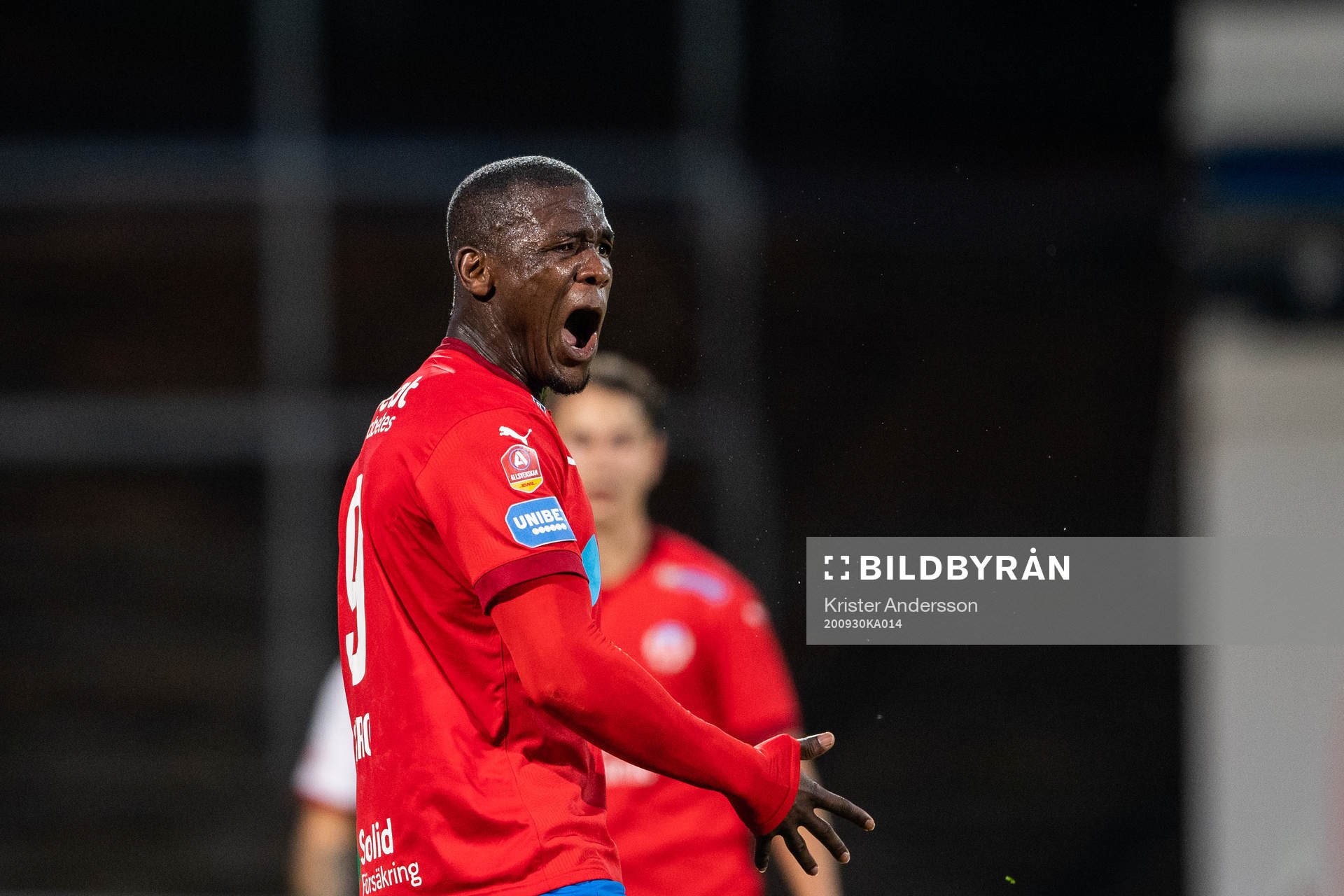 Helsingborgs Alhaji Gero reagerar