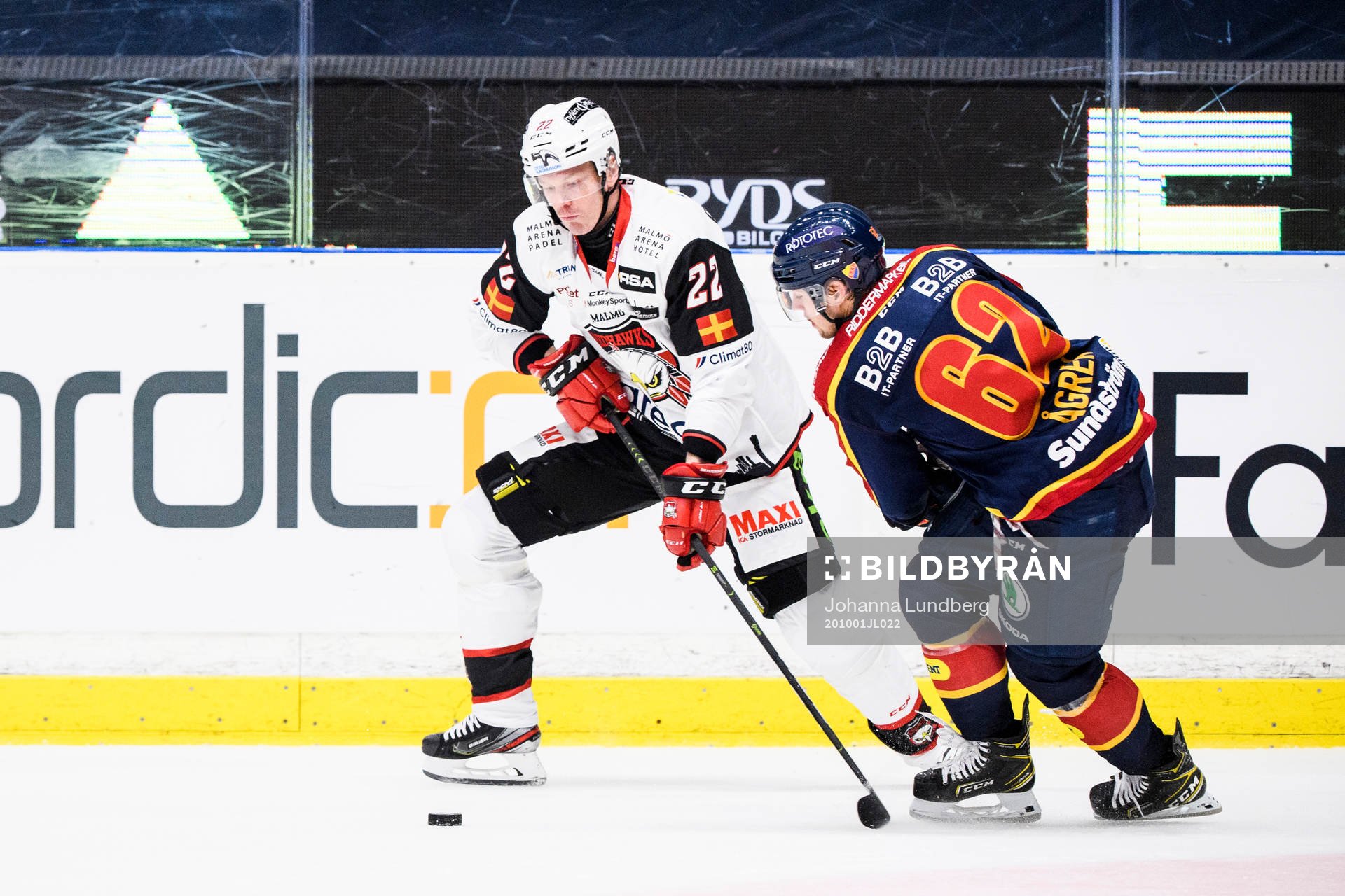 Malmö Redhawks Lars Bryggman och Djurgårdens Manuel Ågren