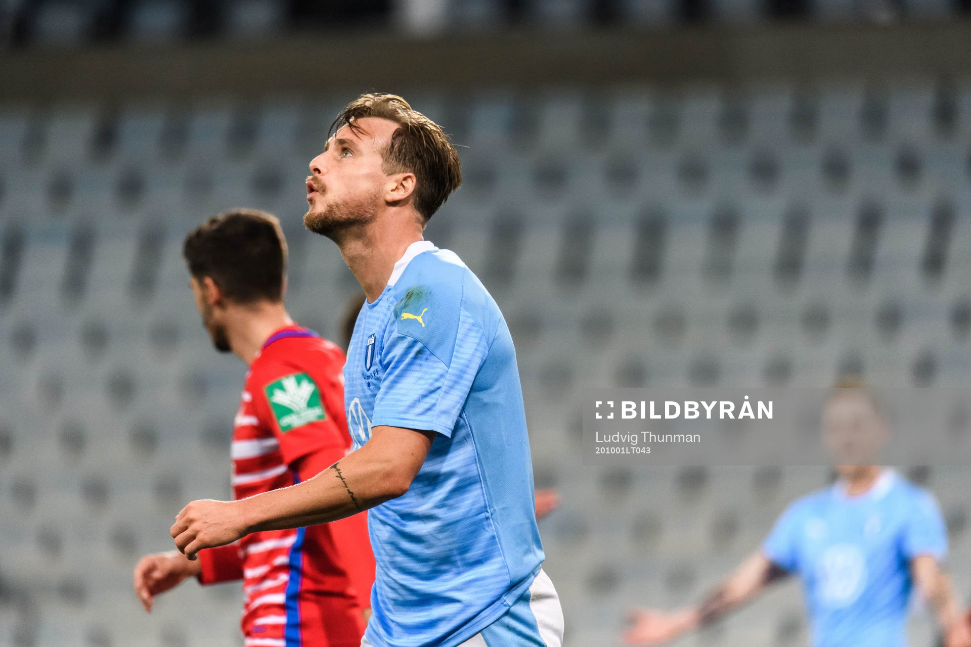Eric Larsson of Malmö FF looks dejected