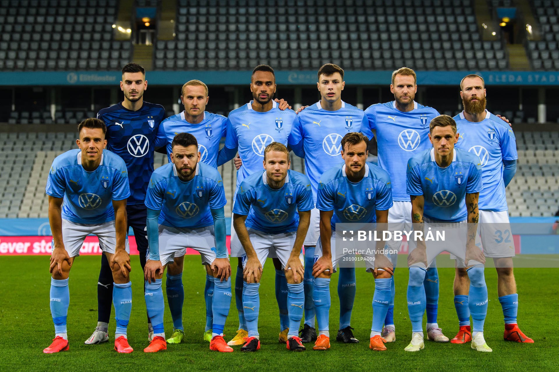 Players of Malmö FF pose for a team group photo